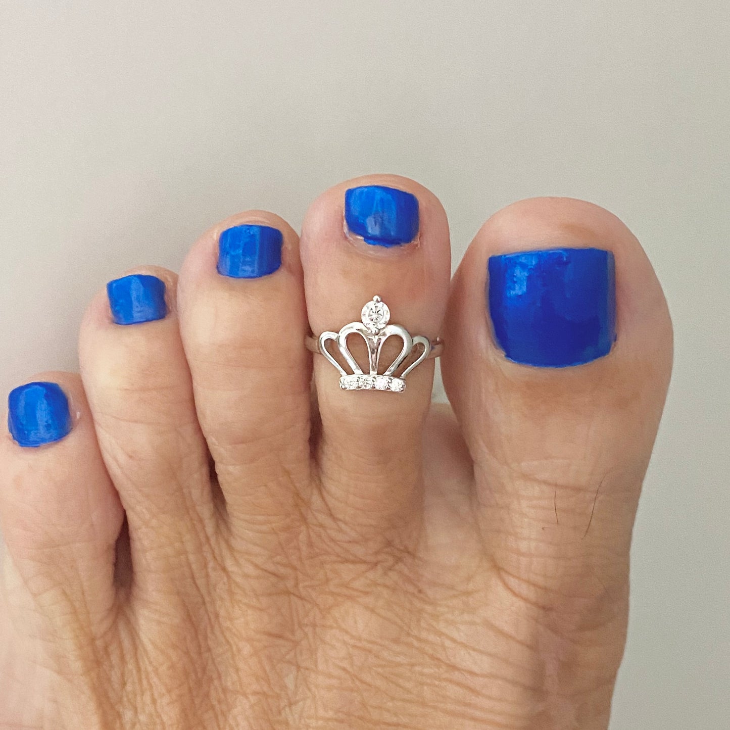 Sterling Silver CZ Crown Toe Ring, Princess Silver Rings, Victory Ring