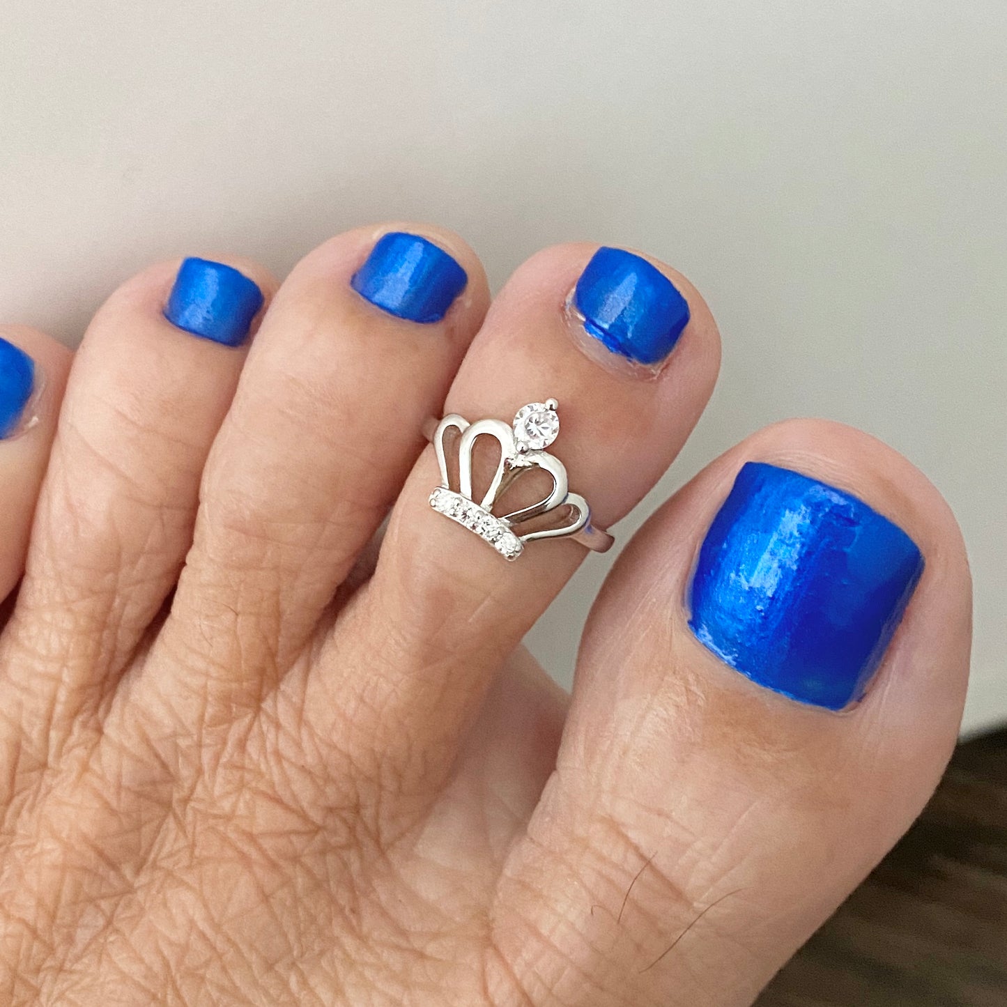 Sterling Silver CZ Crown Toe Ring, Princess Silver Rings, Victory Ring