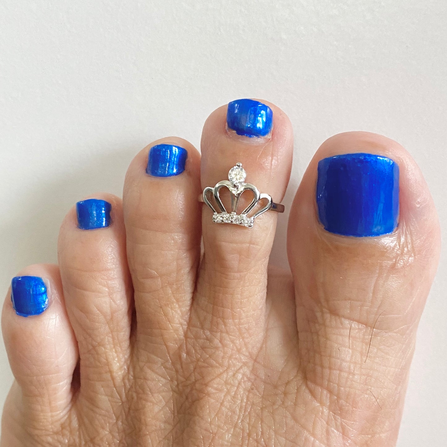 Sterling Silver CZ Crown Toe Ring, Princess Silver Rings, Victory Ring