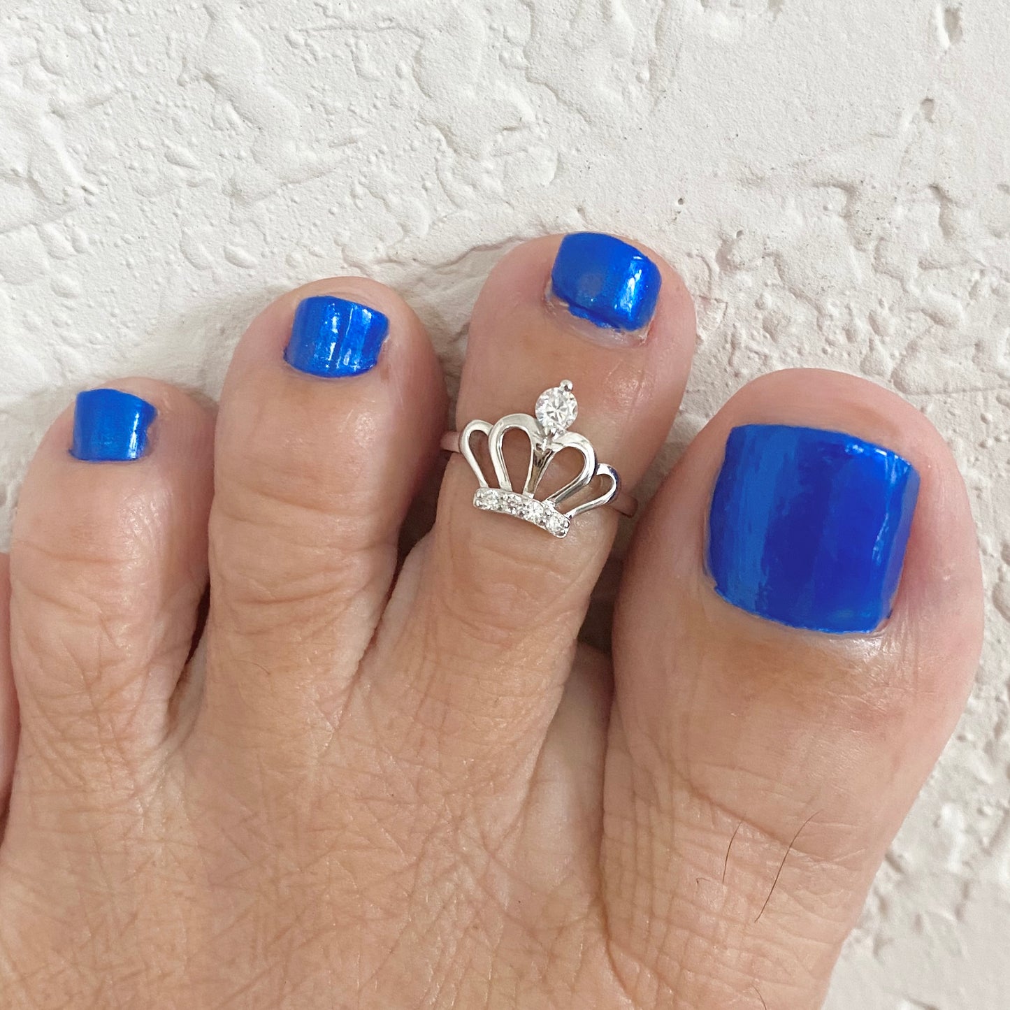 Sterling Silver CZ Crown Toe Ring, Princess Silver Rings, Victory Ring