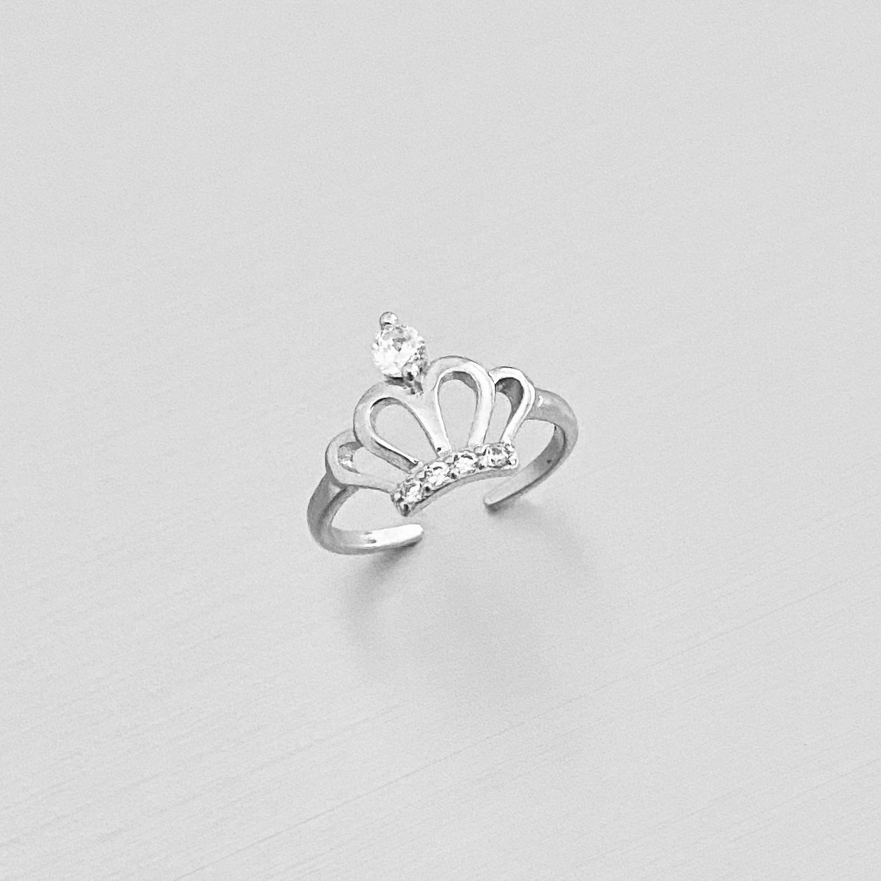 Sterling Silver CZ Crown Toe Ring, Princess Silver Rings, Victory Ring