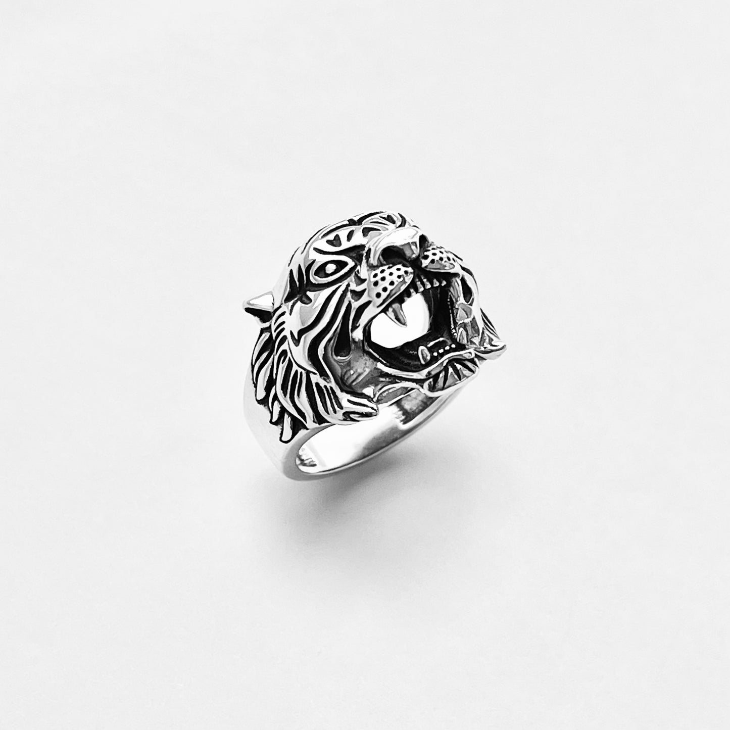 Sterling Silver Unisex Heavy Tiger Head Ring, Big Cat, Silver Rings, Animal Ring, Tigers