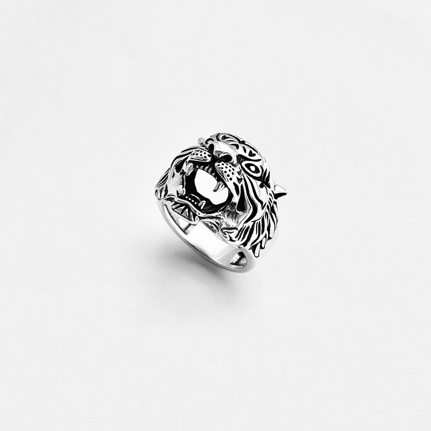 Sterling Silver Unisex Heavy Tiger Head Ring, Big Cat, Silver Rings, Animal Ring, Tigers