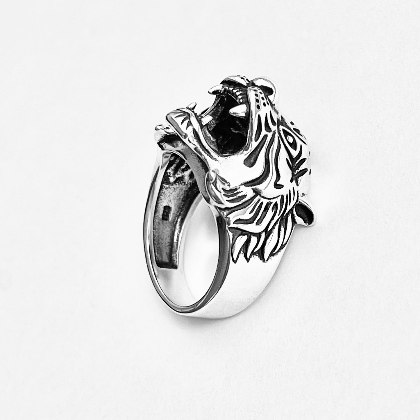 Sterling Silver Unisex Heavy Tiger Head Ring, Big Cat, Silver Rings, Animal Ring, Tigers