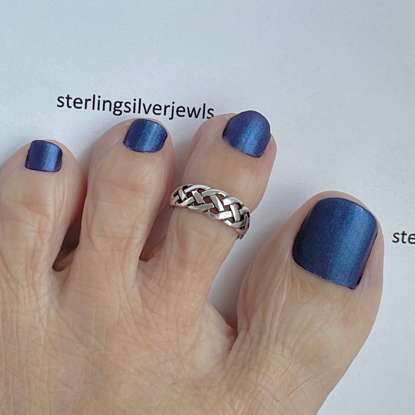 Sterling Silver Weave Toe Ring, Braid Rings, Silver Band, Celtic Bands