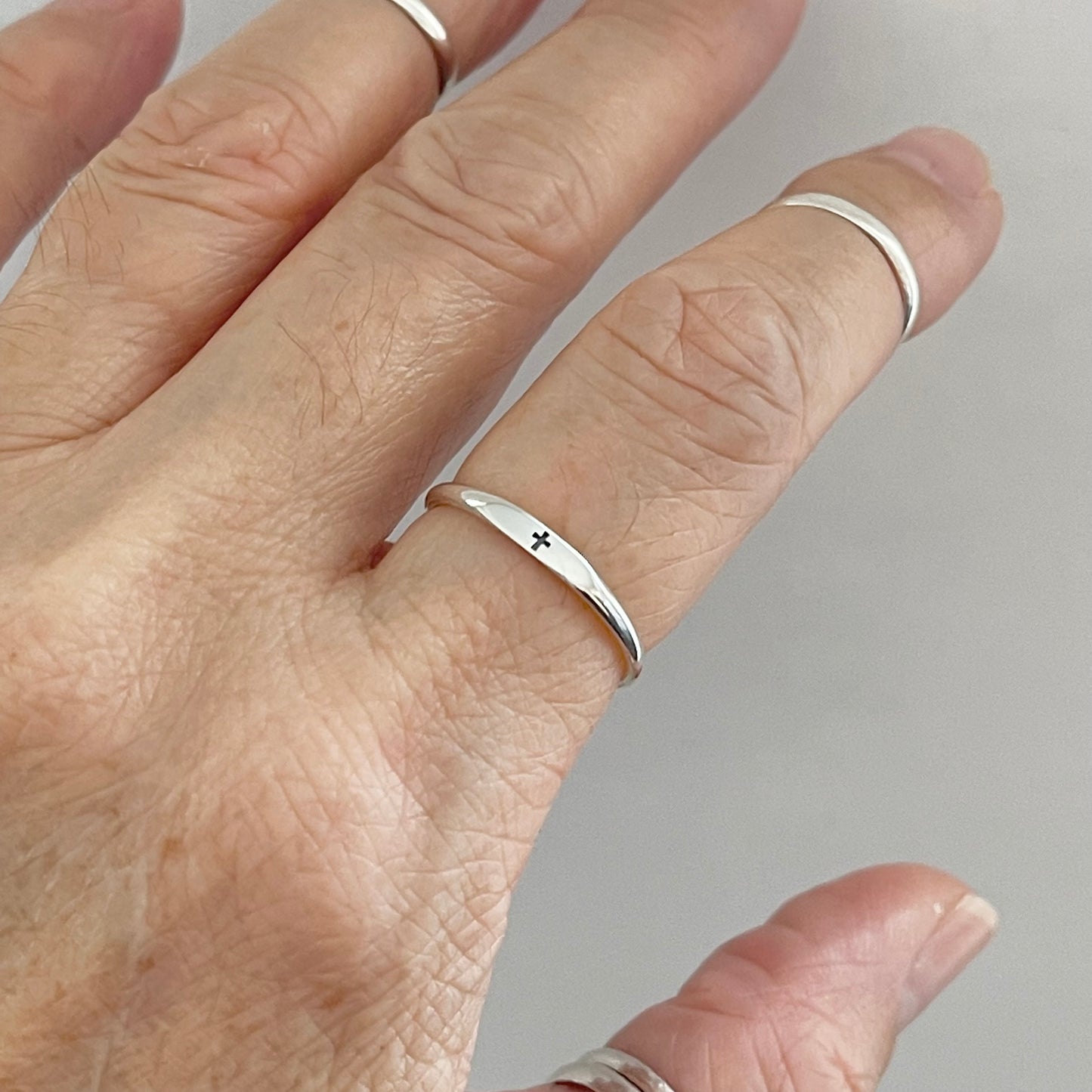 Sterling Silver Little Tiny Cross Ring, Minimalist Ring, Religious Ring, Silver Rings