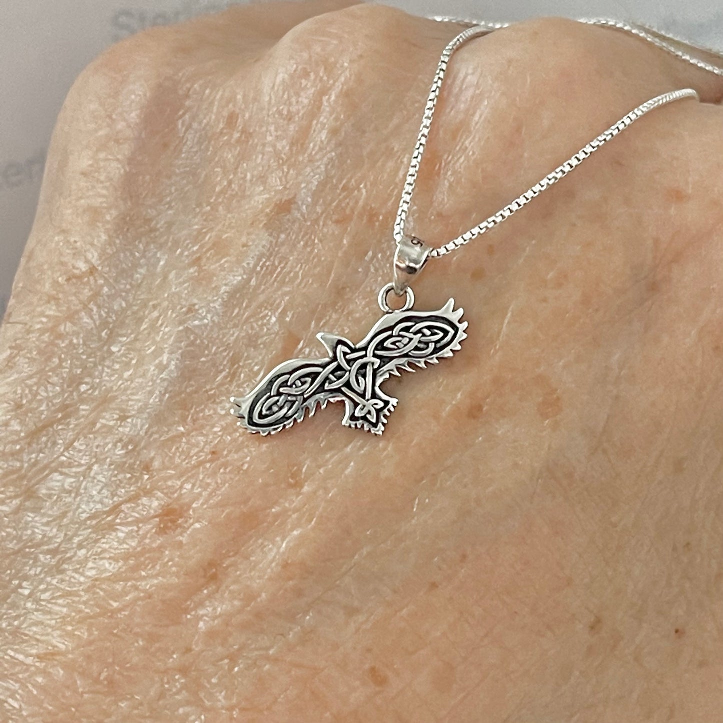 925 Sterling Silver Celtic Bird Necklace – Dainty Minimalist Animal Pendant, Silver Chain Jewelry