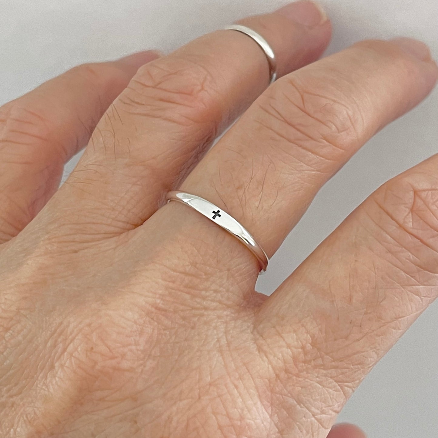 Sterling Silver Little Tiny Cross Ring, Minimalist Ring, Religious Ring, Silver Rings