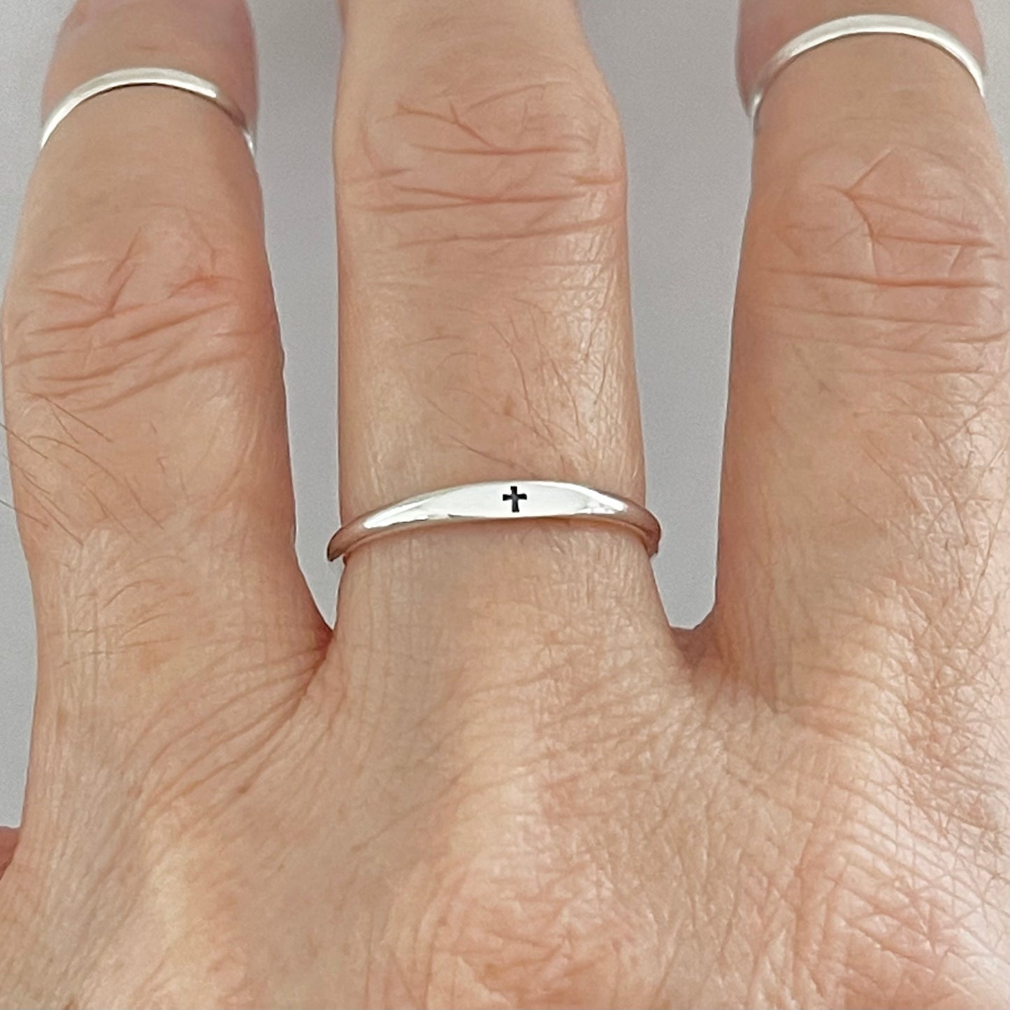 Sterling Silver Little Tiny Cross Ring, Minimalist Ring, Religious Ring, Silver Rings