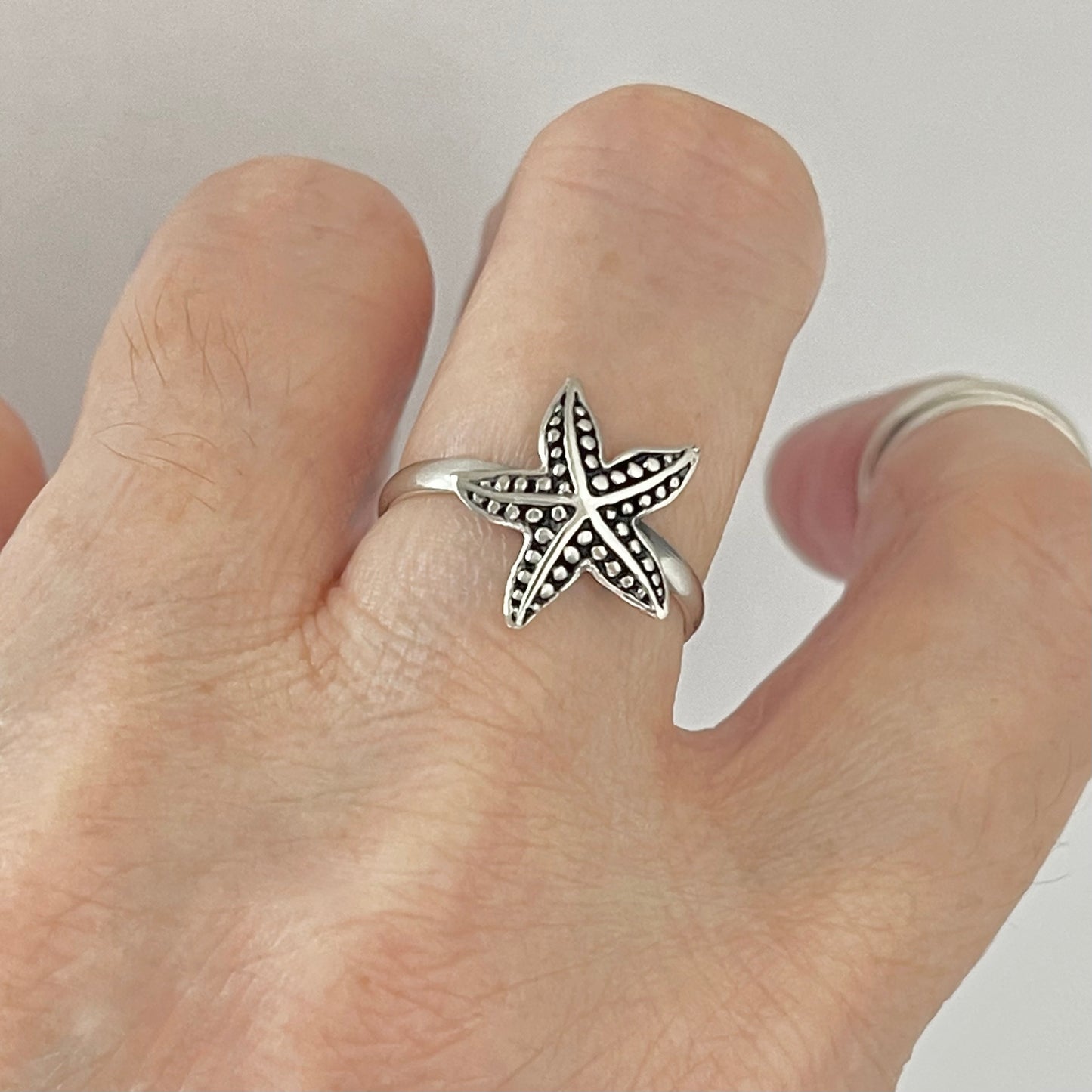 Sterling Silver Starfish Ring, Star Ring, Silver Rings, Seashell, Ocean Stars