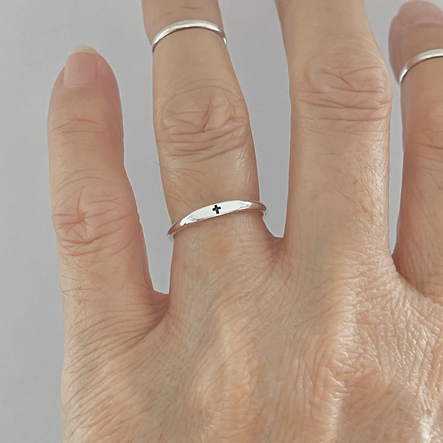 Sterling Silver Little Tiny Cross Ring, Minimalist Ring, Religious Ring, Silver Rings