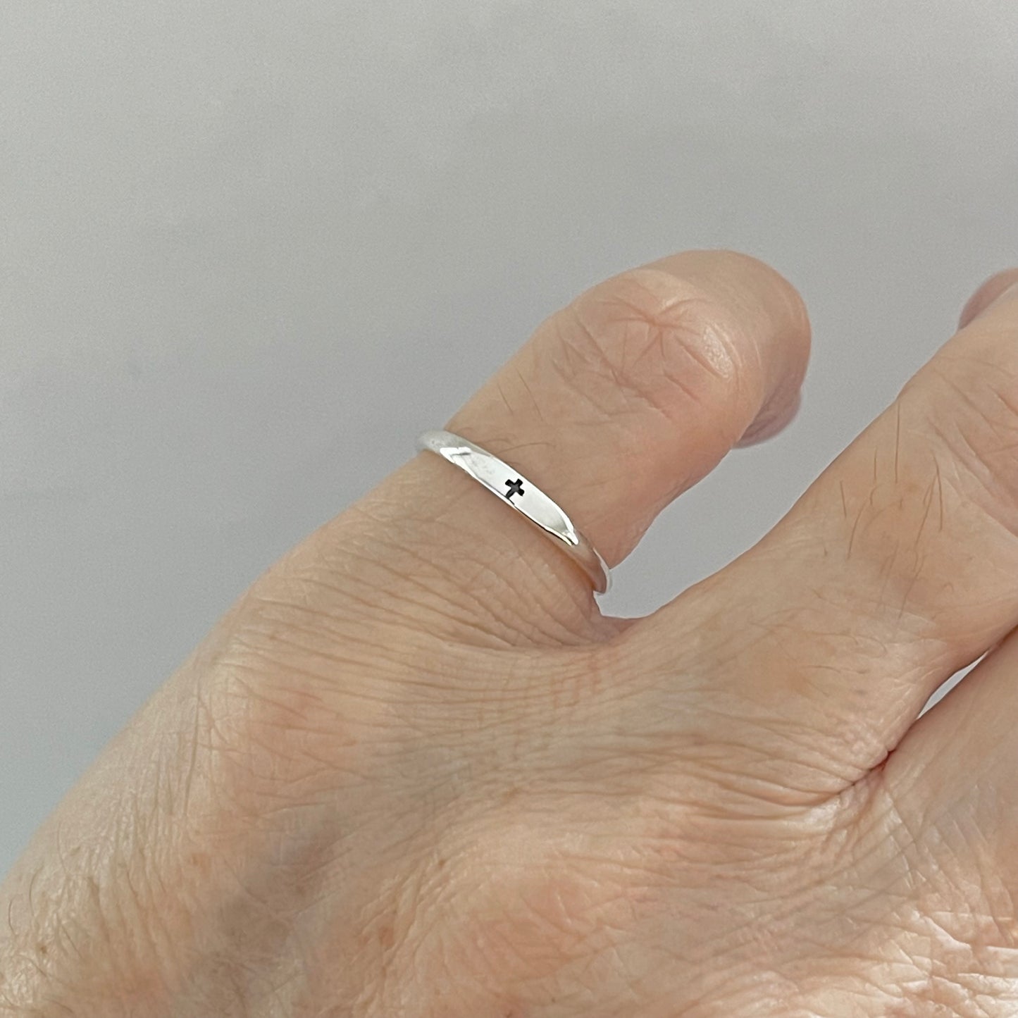 Sterling Silver Little Tiny Cross Ring, Minimalist Ring, Religious Ring, Silver Rings