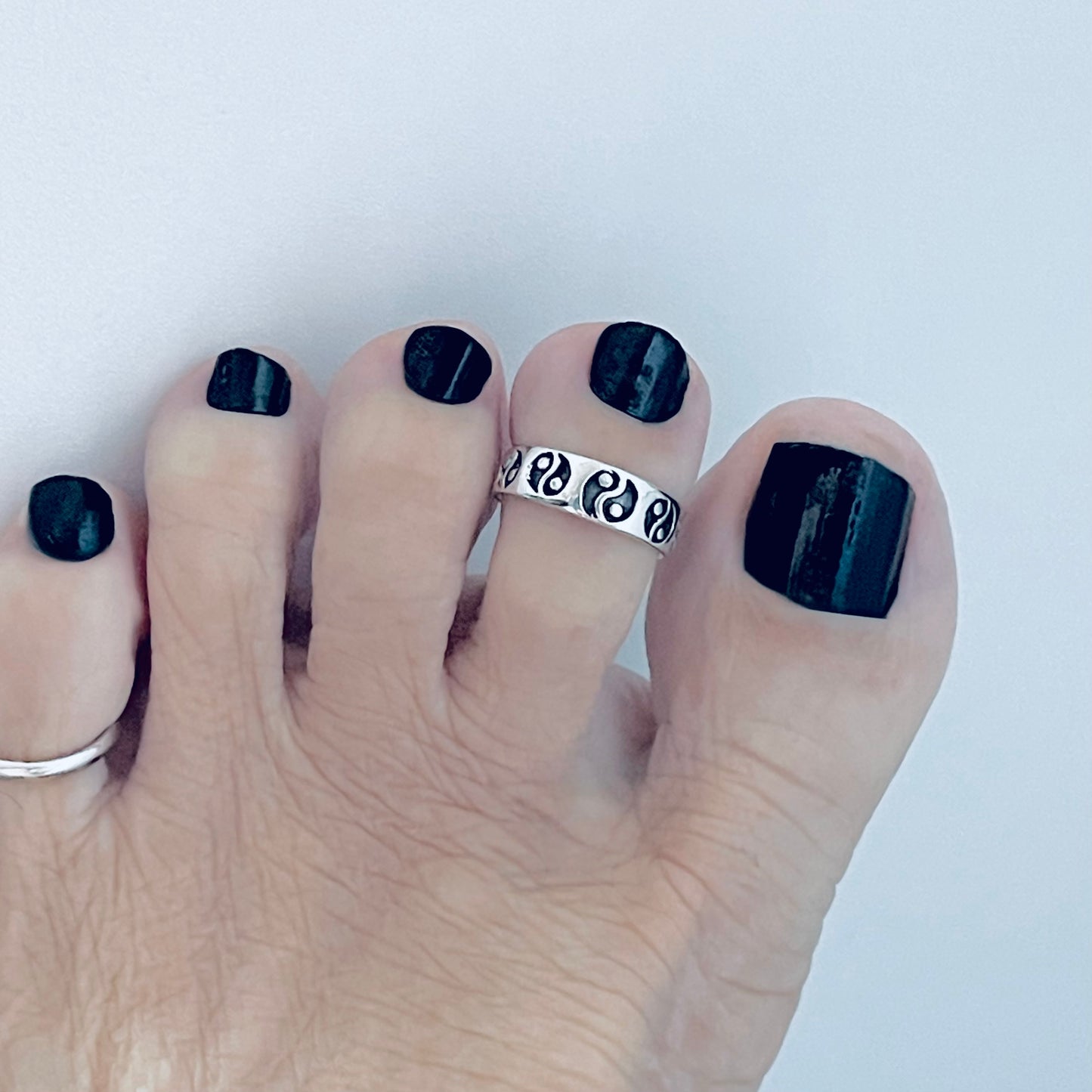 Sterling Silver Yin and Yang Band Toe Ring, Yoga Rings, Silver Bands