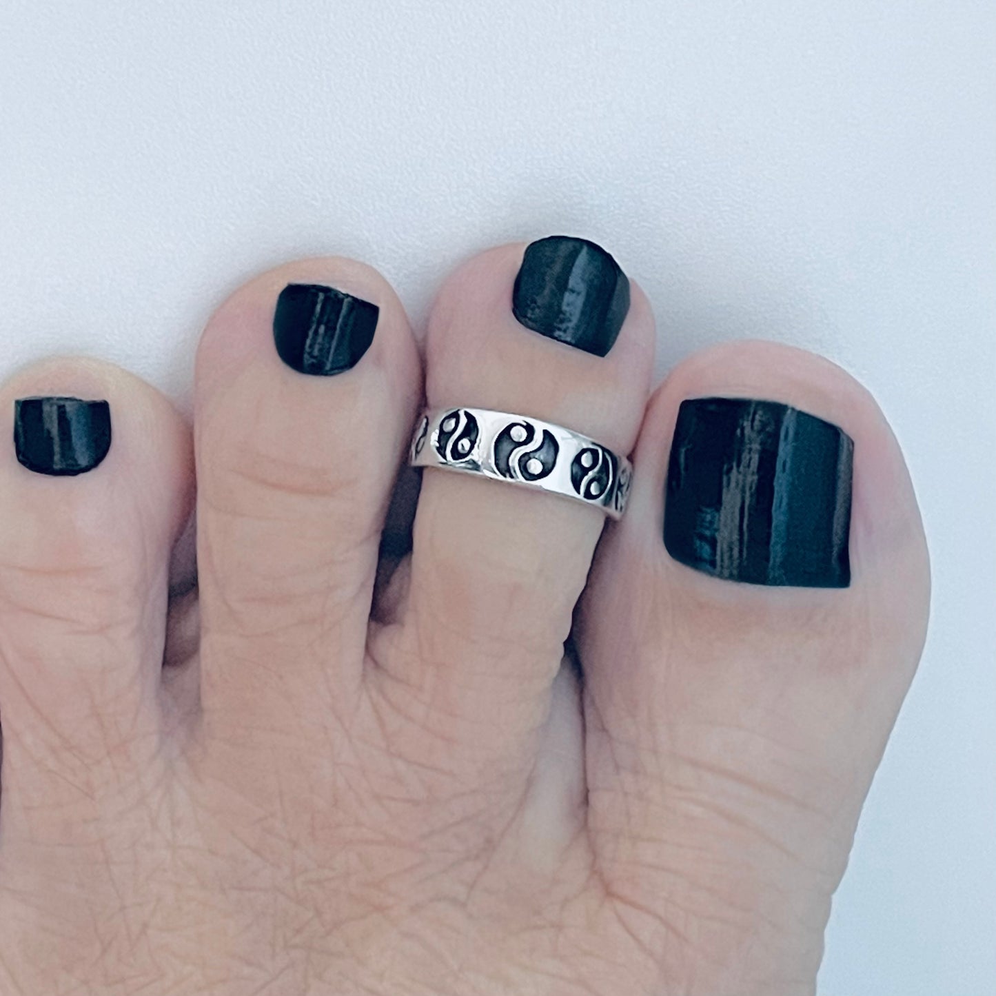 Sterling Silver Yin and Yang Band Toe Ring, Yoga Rings, Silver Bands
