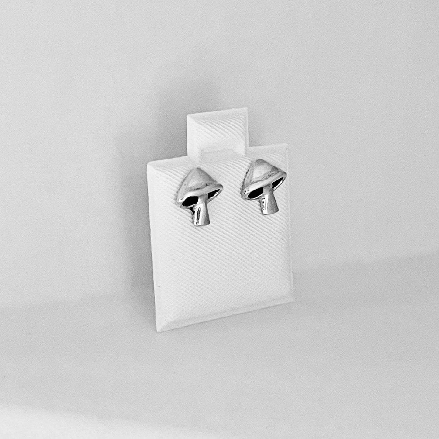 Sterling Silver Mushroom Stud Earrings | Nature-Inspired Food Jewelry