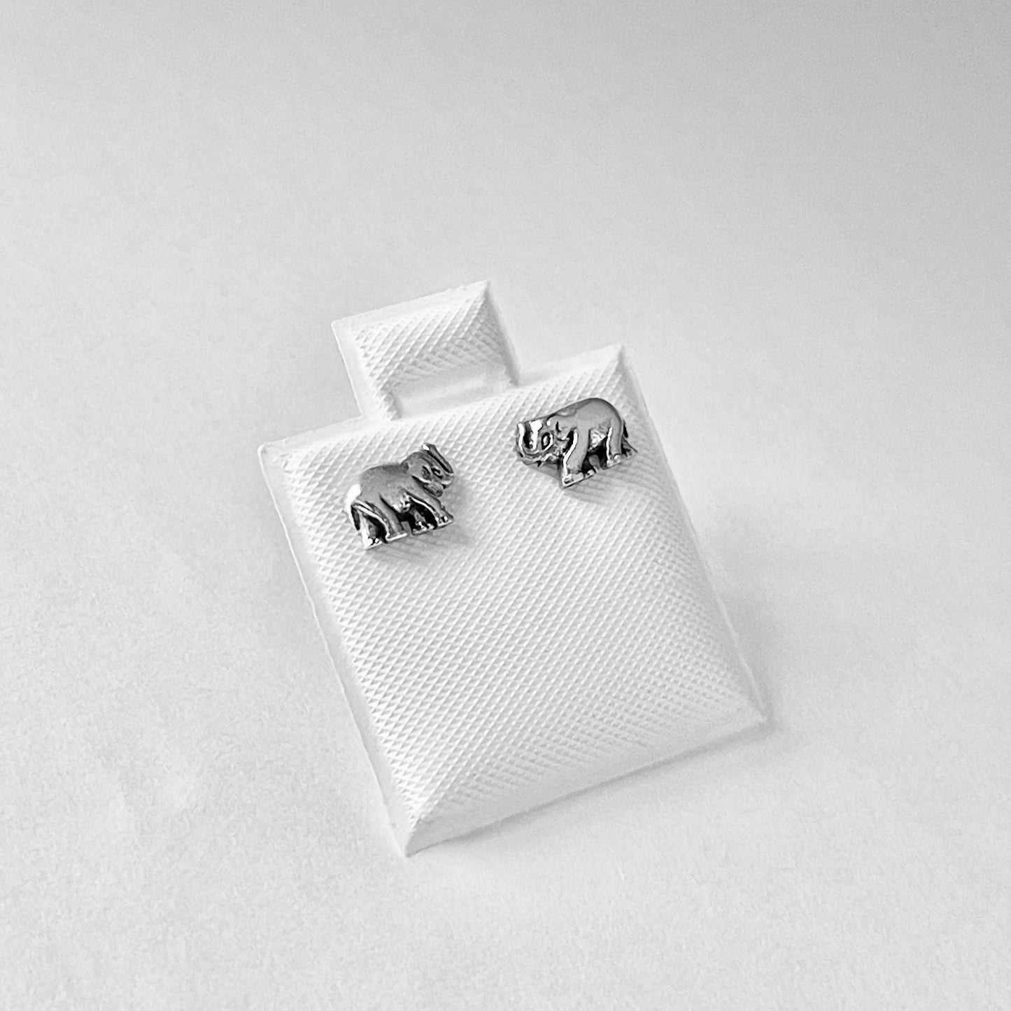 Sterling Silver Small Elephant Earring, Silver Stud Earrings, Good Luck Earring