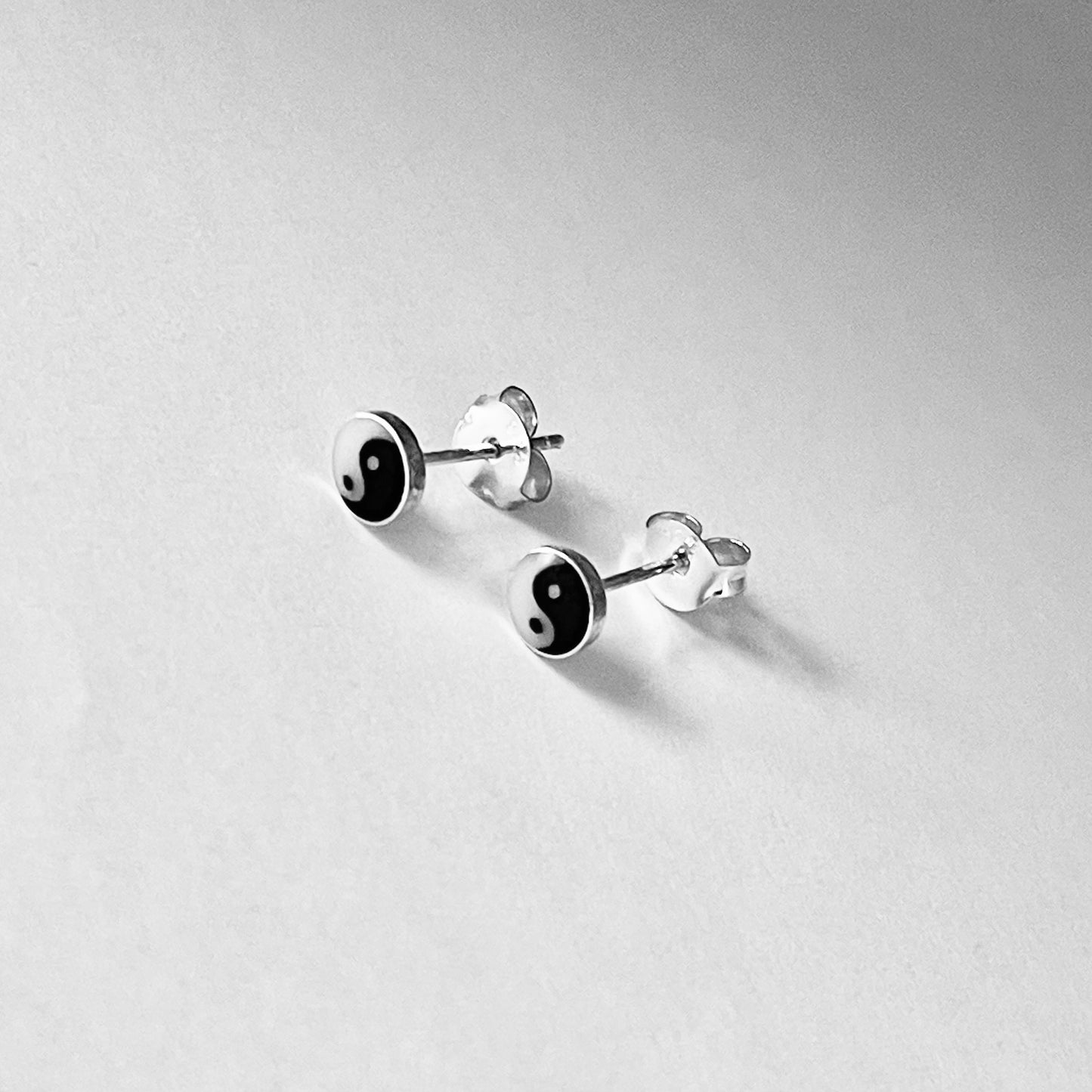 Sterling Silver Tiny Yin and Yang Earring, Minimalist Stud Earring, Yoga Silver Earrings