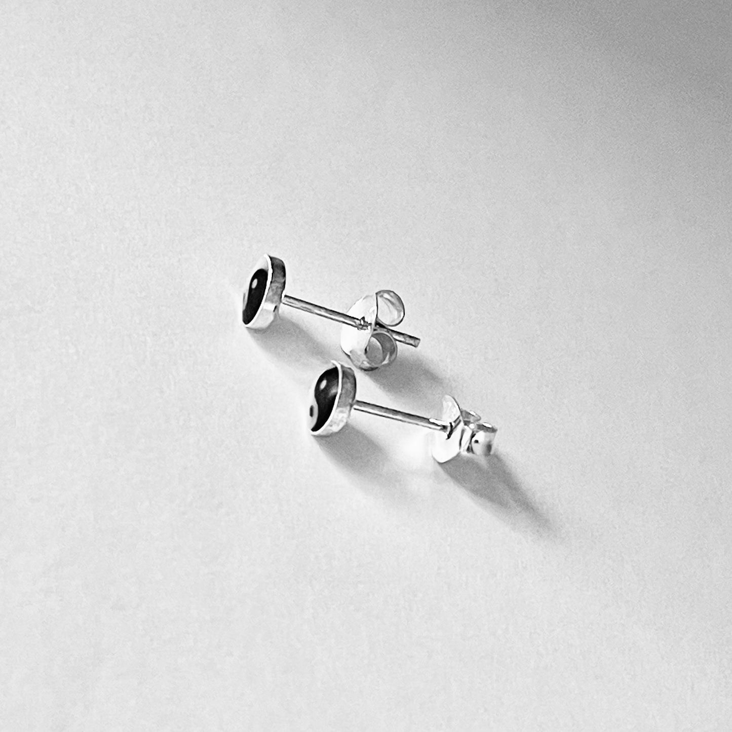 Sterling Silver Tiny Yin and Yang Earring, Minimalist Stud Earring, Yoga Silver Earrings