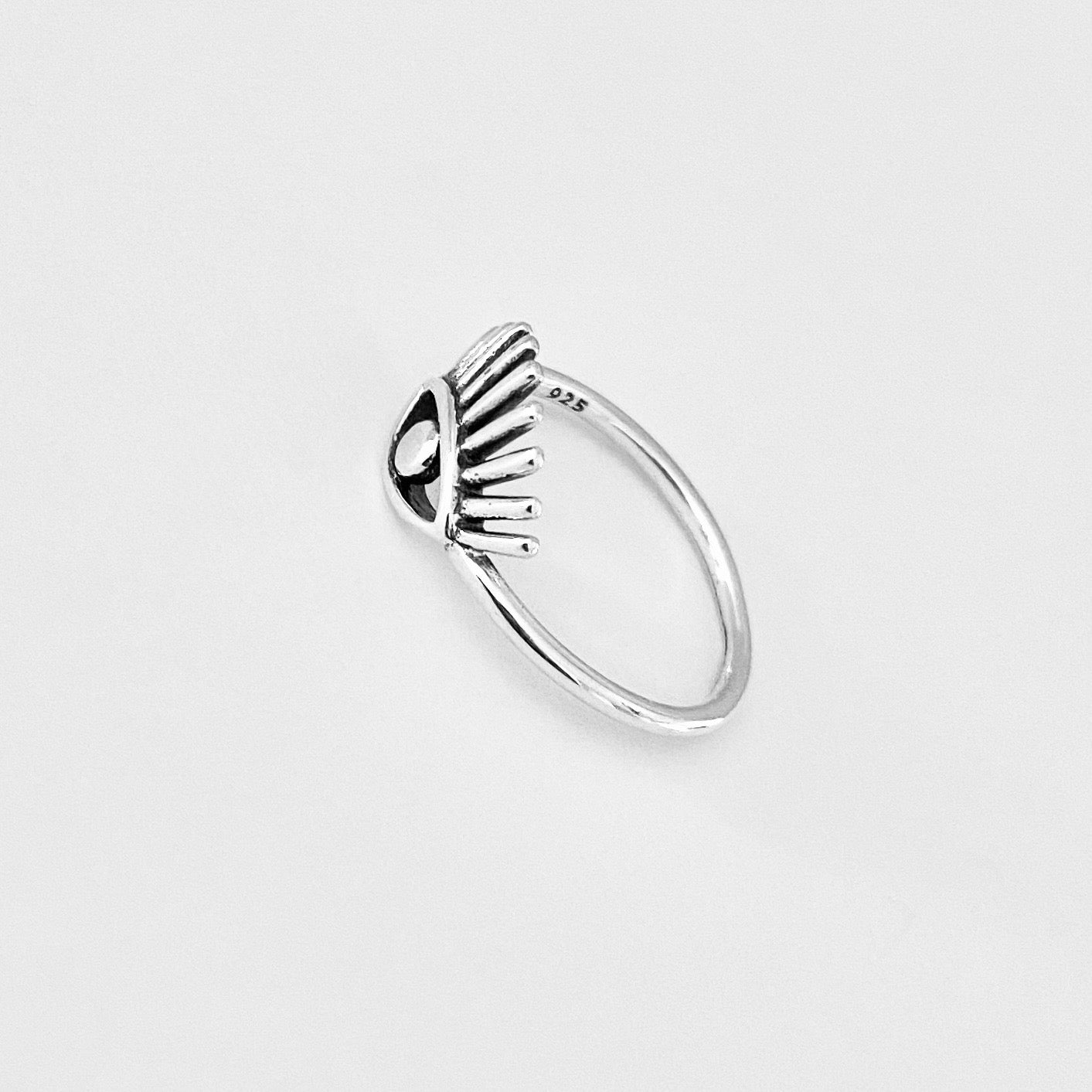 925 Sterling Silver Long Eyelashes Evil Eye Ring | Aestheticians Silver Rings