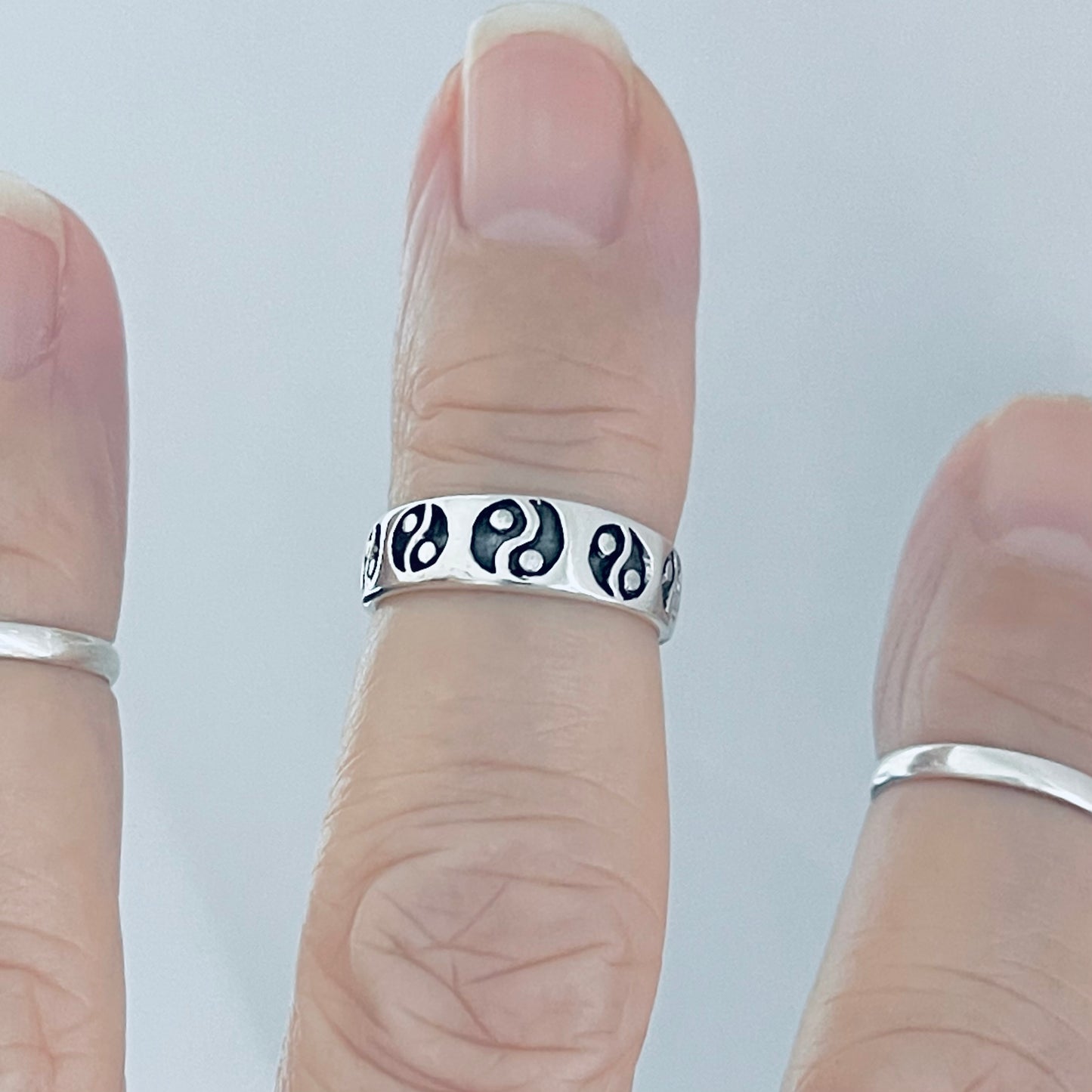 Sterling Silver Yin and Yang Band Toe Ring, Yoga Rings, Silver Bands