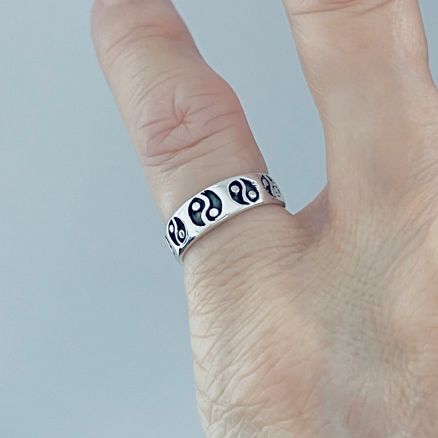Sterling Silver Yin and Yang Band Toe Ring, Yoga Rings, Silver Bands