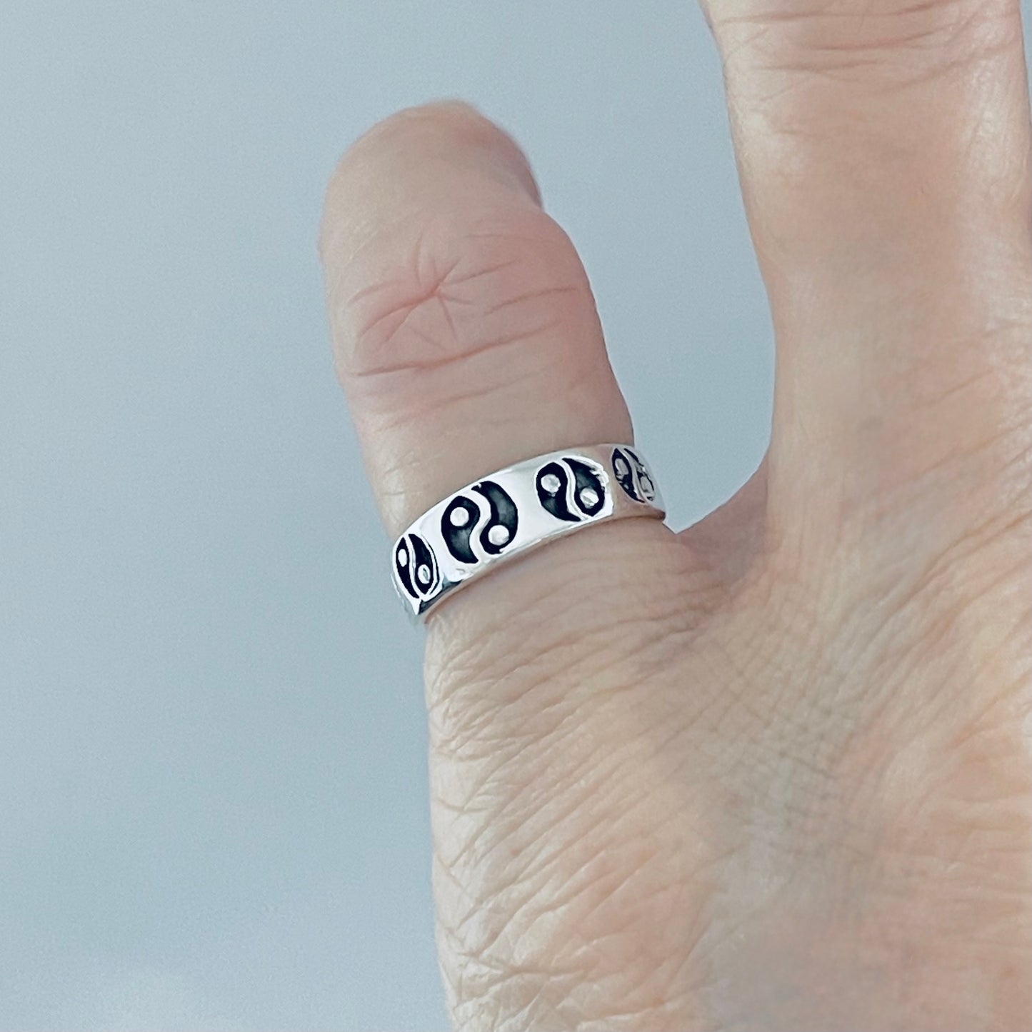 Sterling Silver Yin and Yang Band Toe Ring, Yoga Rings, Silver Bands
