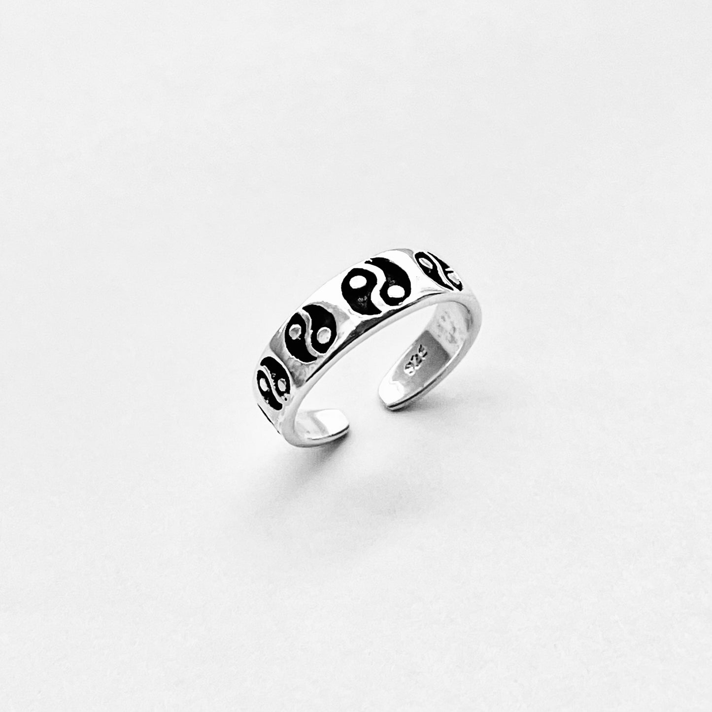 Sterling Silver Yin and Yang Band Toe Ring, Yoga Rings, Silver Bands