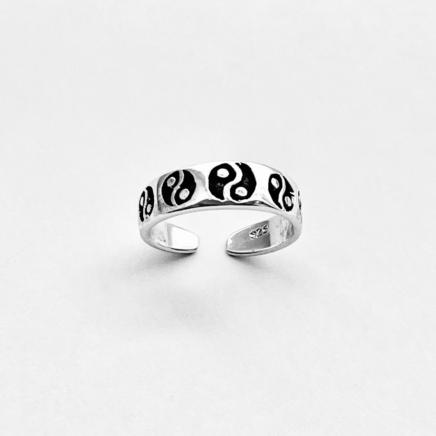 Sterling Silver Yin and Yang Band Toe Ring, Yoga Rings, Silver Bands