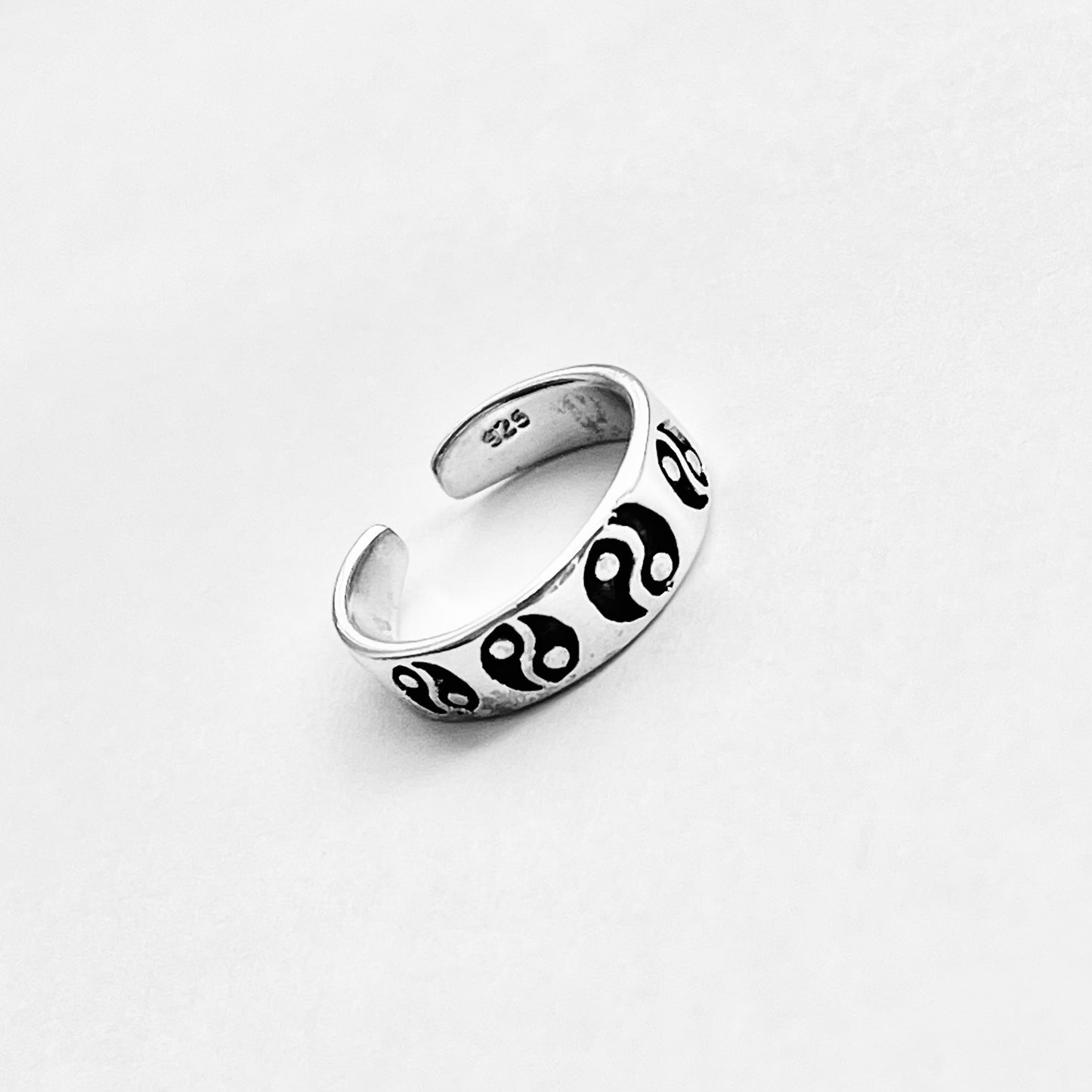 Sterling Silver Yin and Yang Band Toe Ring, Yoga Rings, Silver Bands