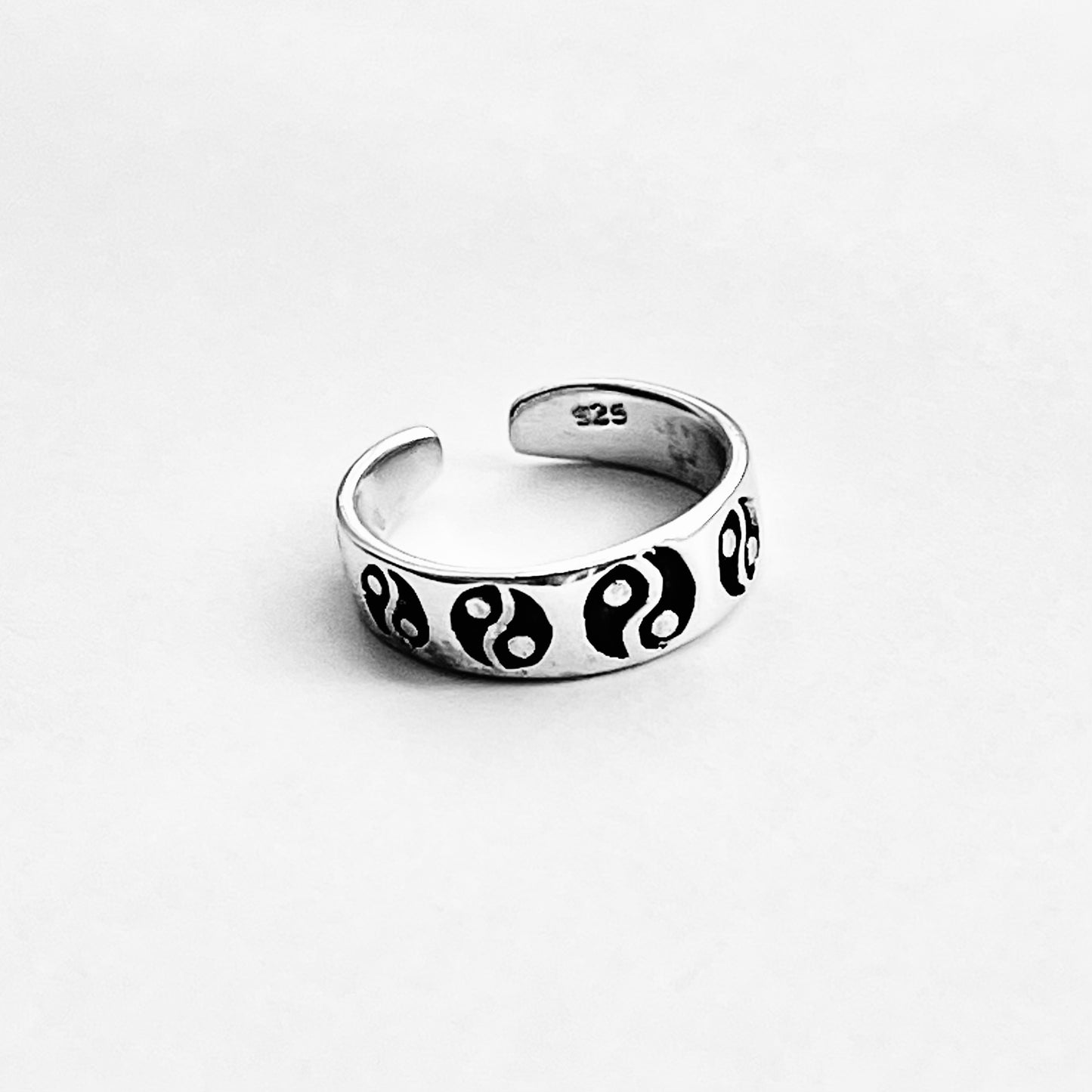 Sterling Silver Yin and Yang Band Toe Ring, Yoga Rings, Silver Bands