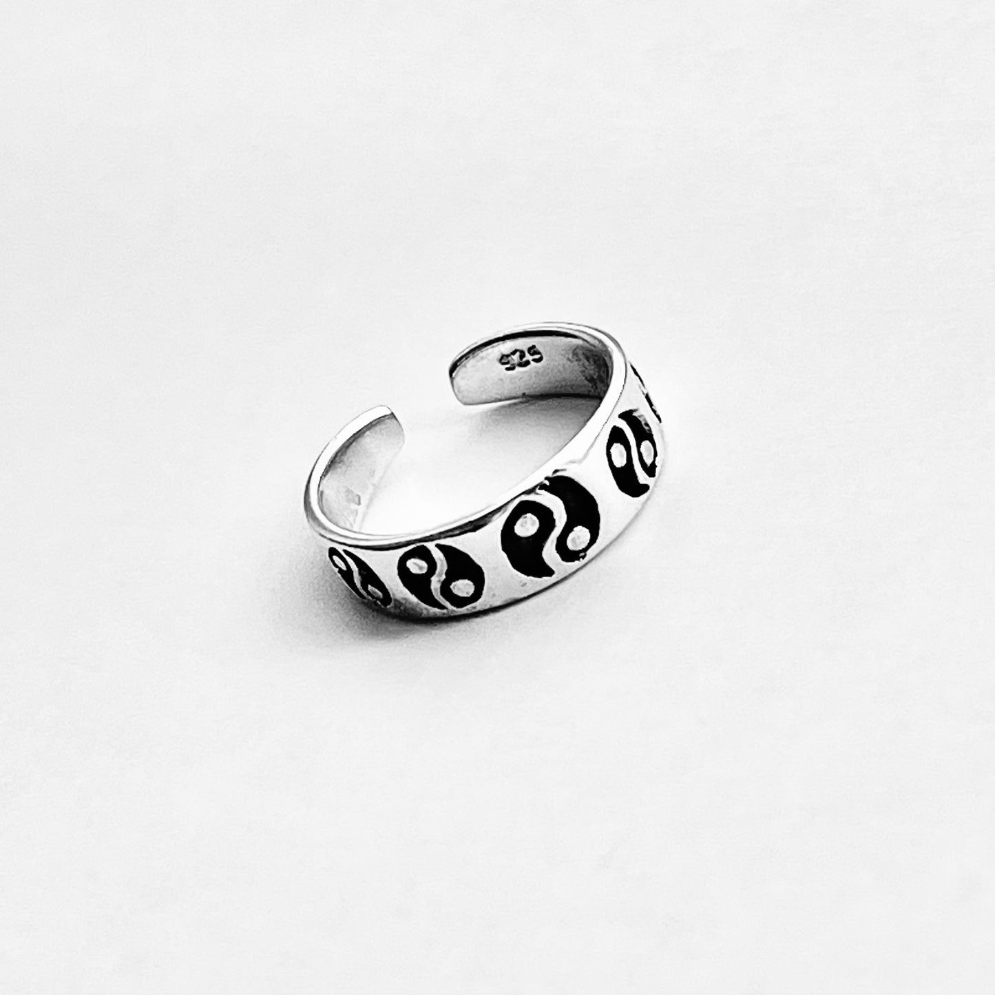 Sterling Silver Yin and Yang Band Toe Ring, Yoga Rings, Silver Bands