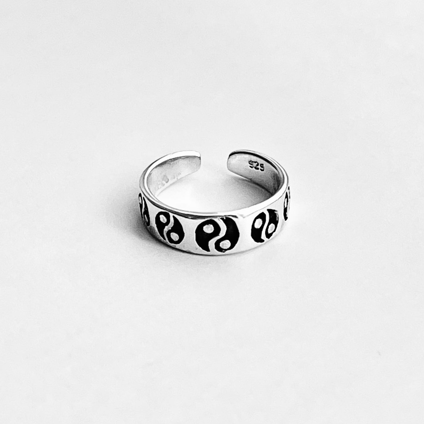 Sterling Silver Yin and Yang Band Toe Ring, Yoga Rings, Silver Bands