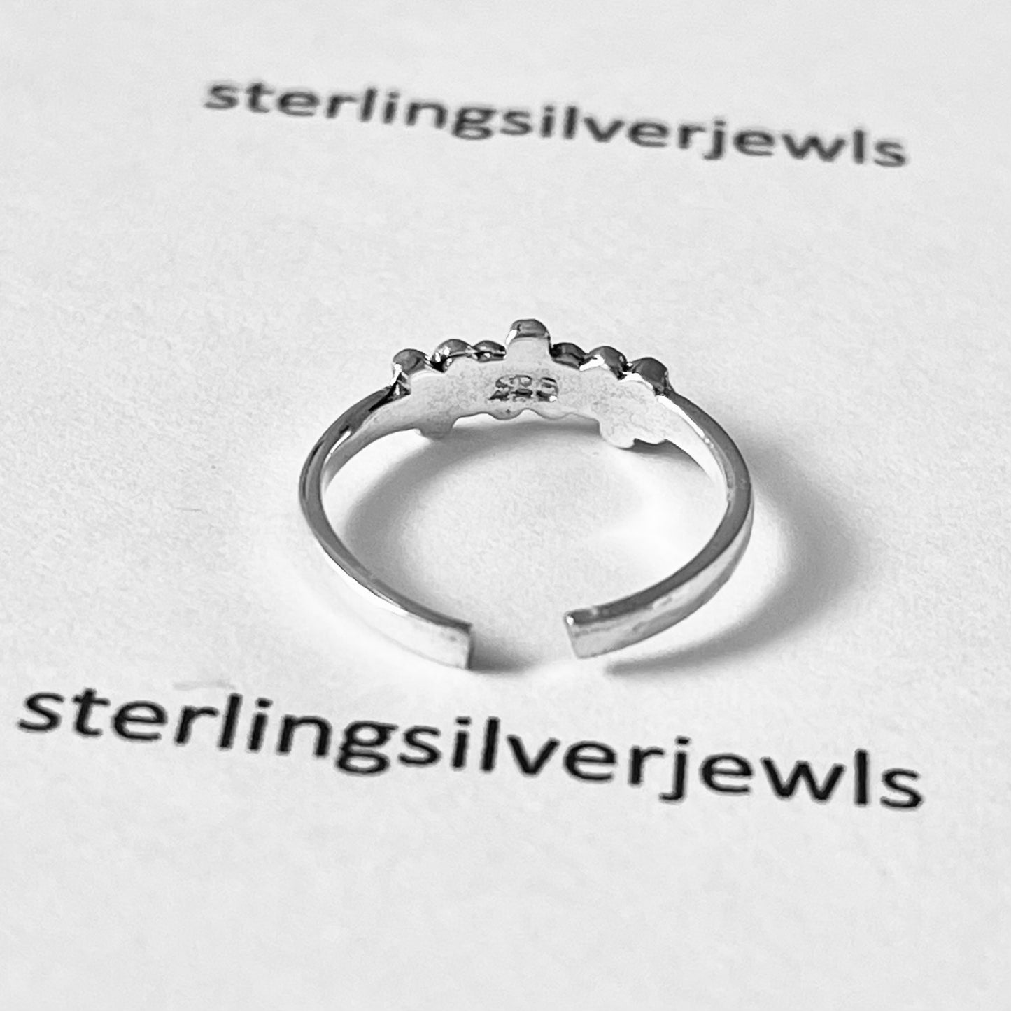 925 Sterling Silver Three Little Daisies Toe Ring – Adjustable Dainty Flower Silver Ring, Minimalist Jewelry