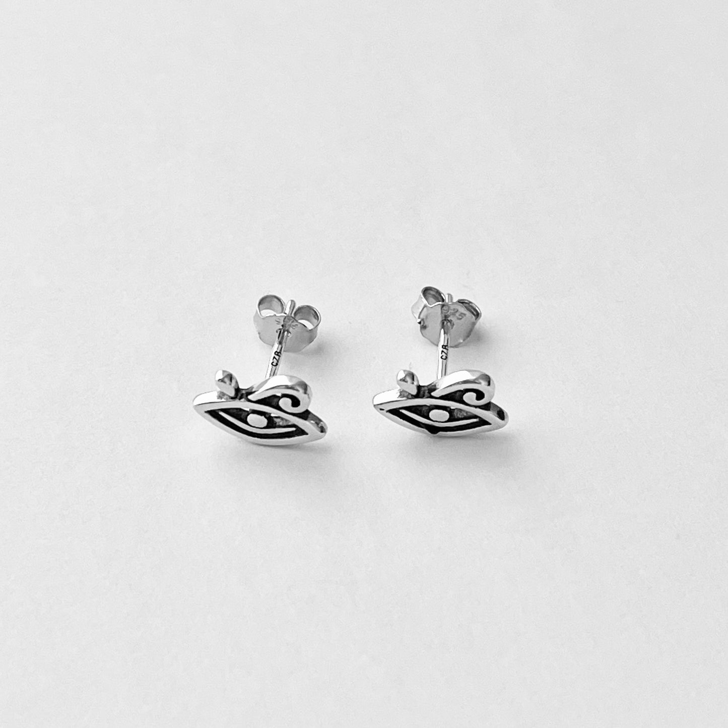 Sterling Silver Little Eye of Horus Stud Earring, Protector Earrings, Ra Eye Silver Earring