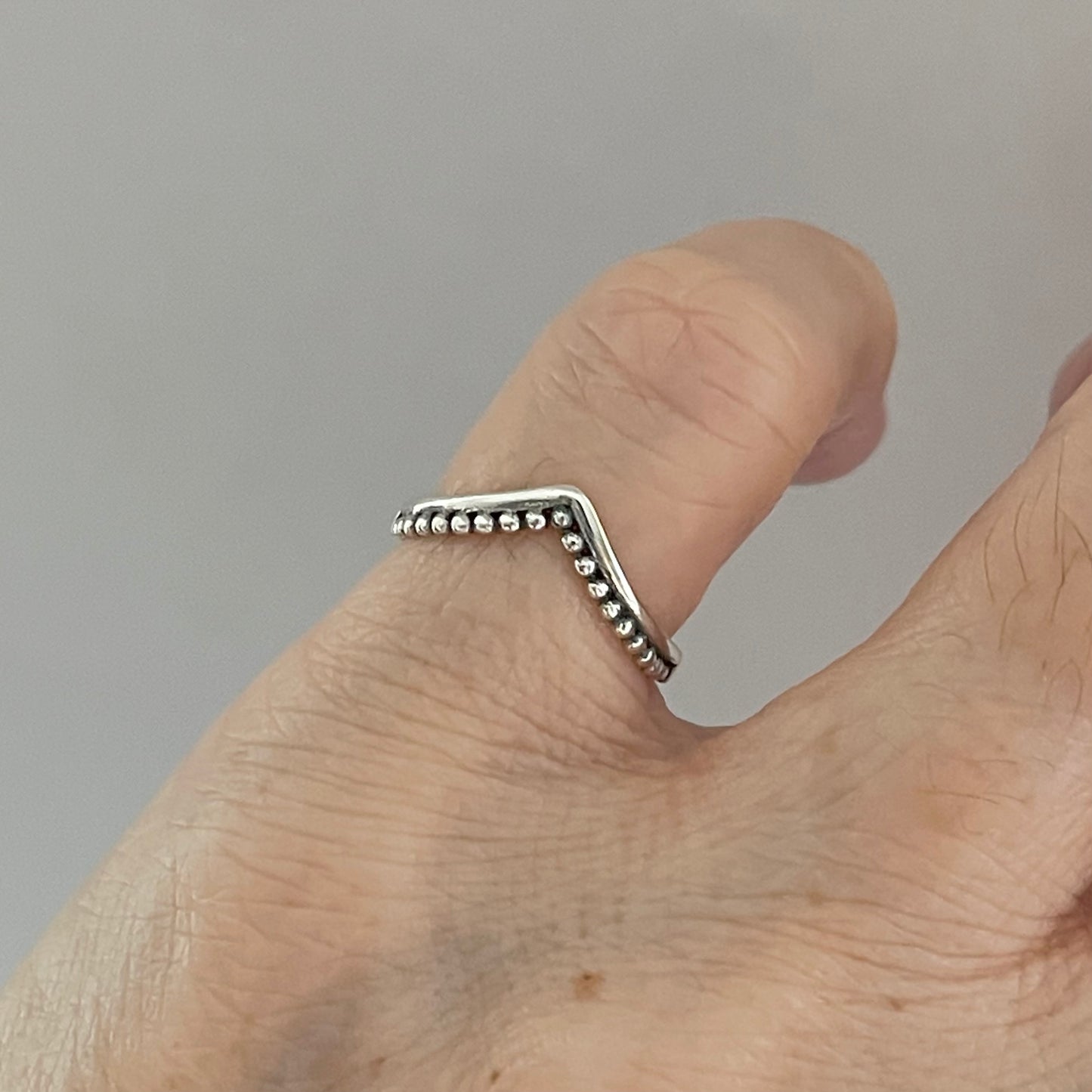 Sterling Silver V Shape with Dots Toe Ring, Chevron Rings, Stackable Jewelry