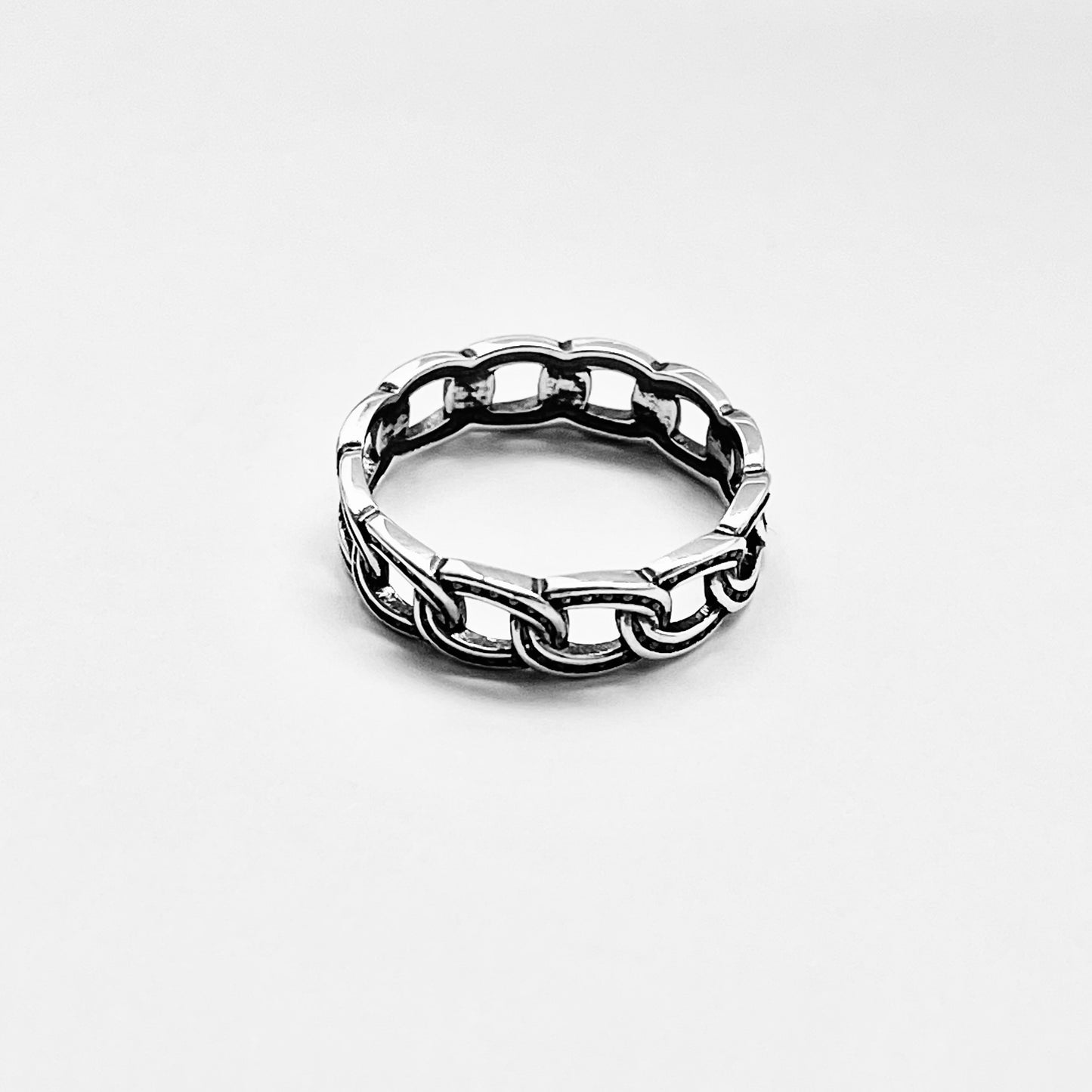 925 Sterling Silver Eternity Round Dot Chain Link Ring | Unisex Jewelry, Stackable Wedding Band