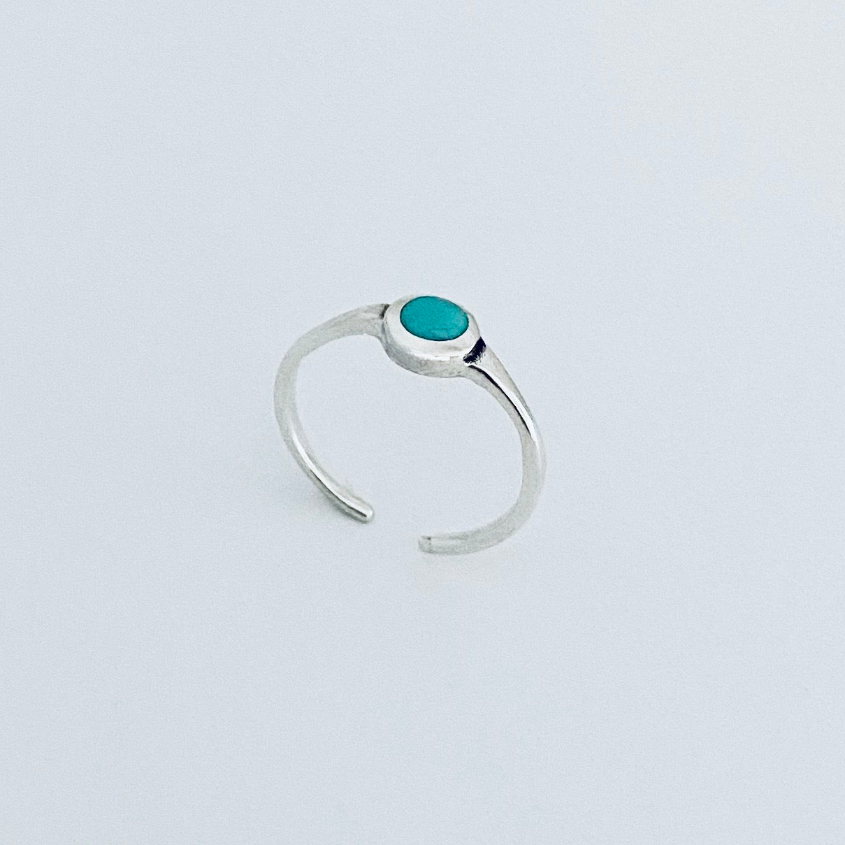 Sterling Silver Small Synthetic Turquoise Toe Ring – Dainty Minimalist Boho Rings