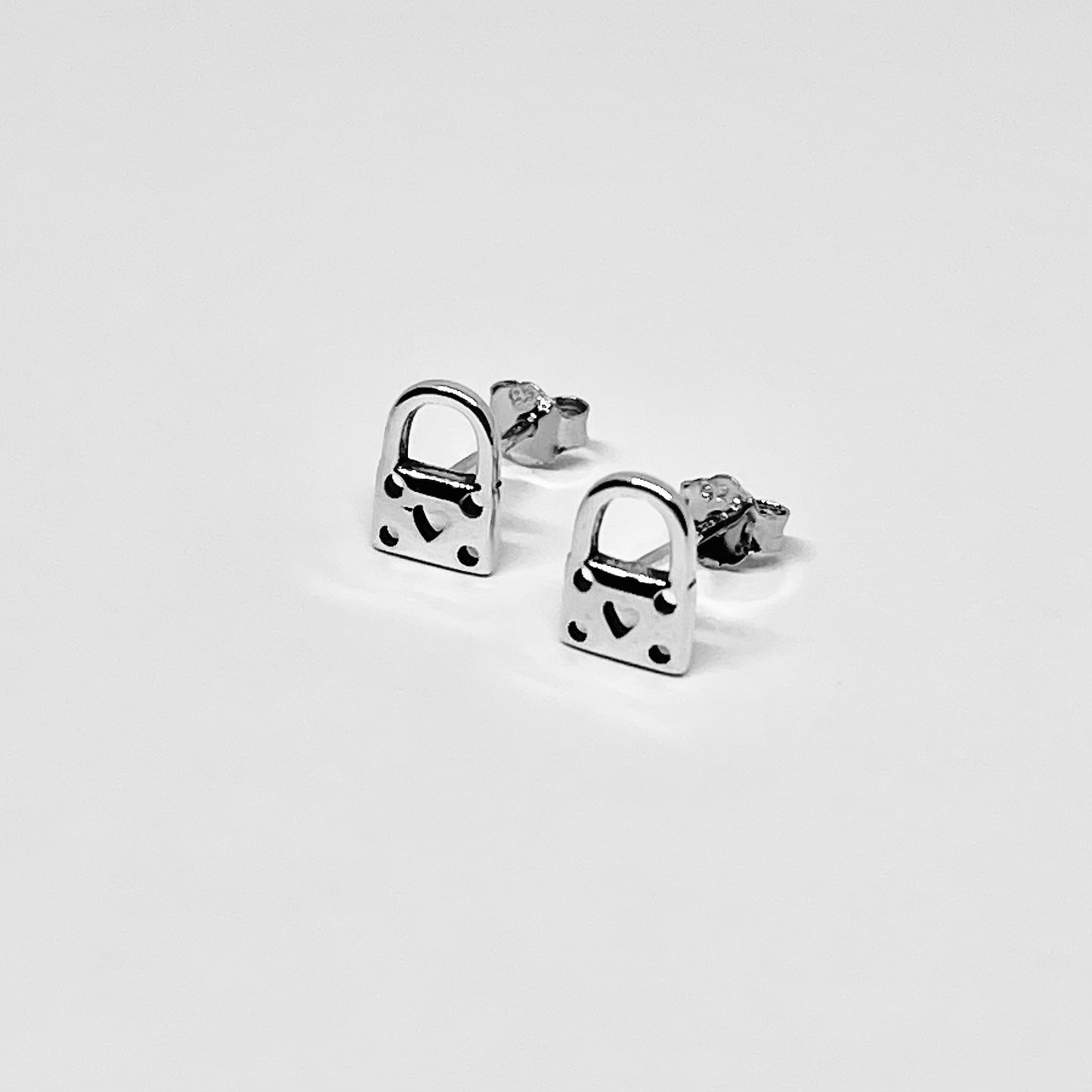 Sterling Silver Little Heart Padlock Stud Earring, Silver Earrings, Locks, Hearts