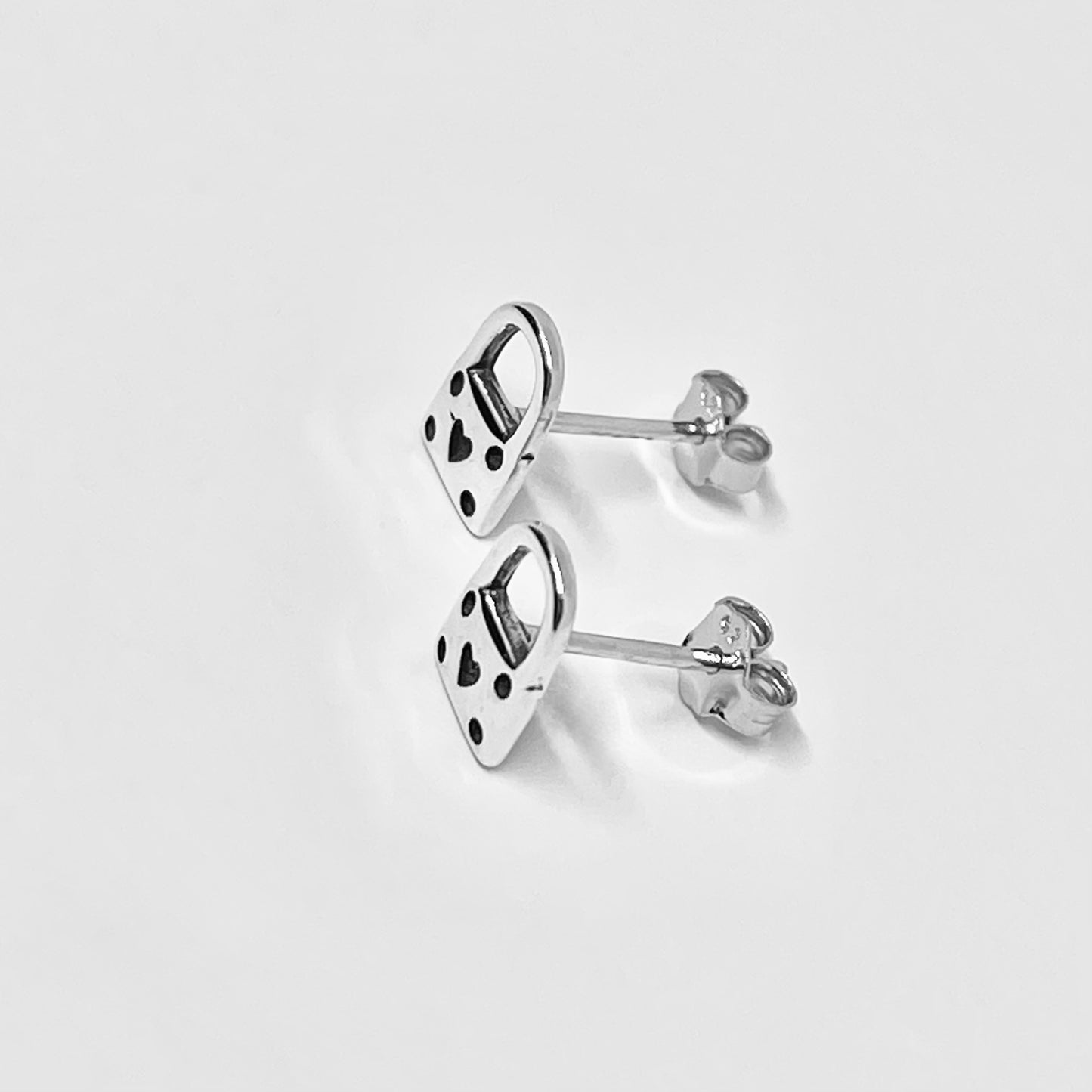 Sterling Silver Little Heart Padlock Stud Earring, Silver Earrings, Locks, Hearts