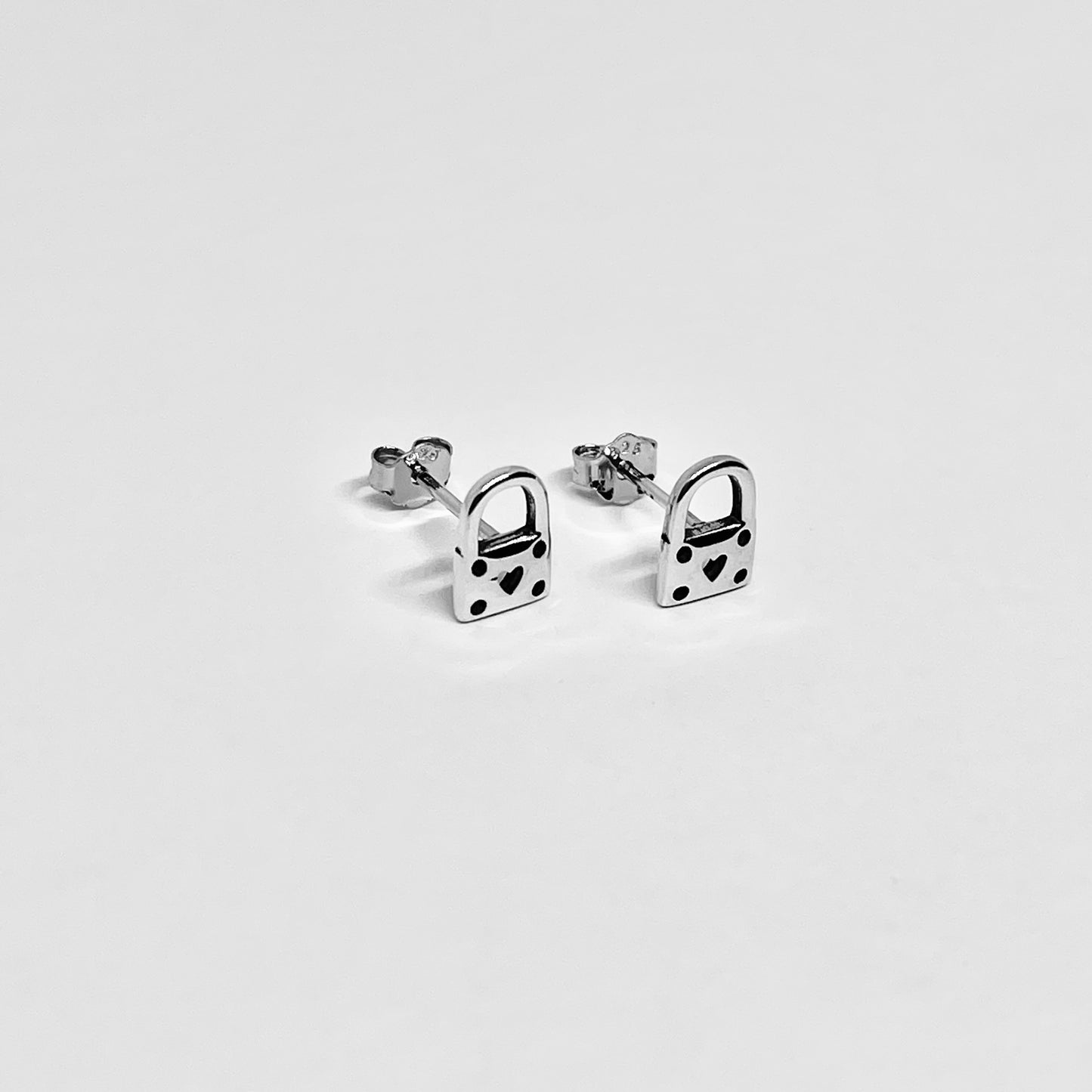 Sterling Silver Little Heart Padlock Stud Earring, Silver Earrings, Locks, Hearts