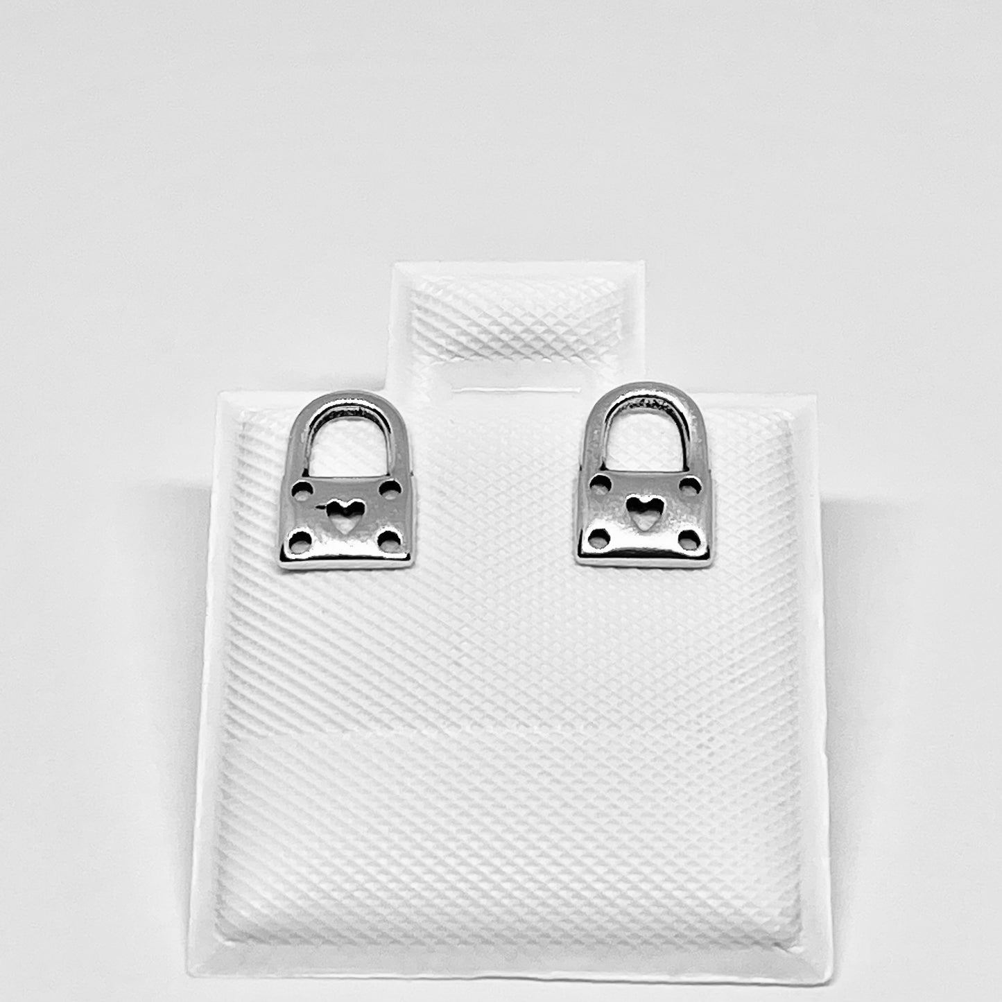 Sterling Silver Little Heart Padlock Stud Earring, Silver Earrings, Locks, Hearts