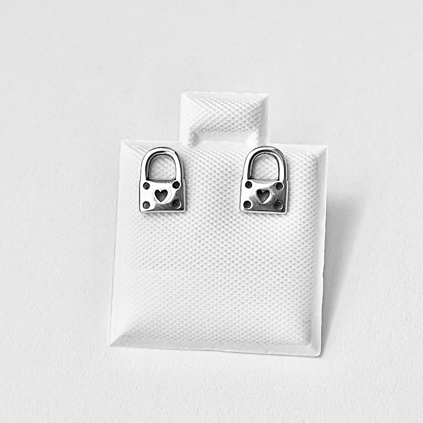 Sterling Silver Little Heart Padlock Stud Earring, Silver Earrings, Locks, Hearts