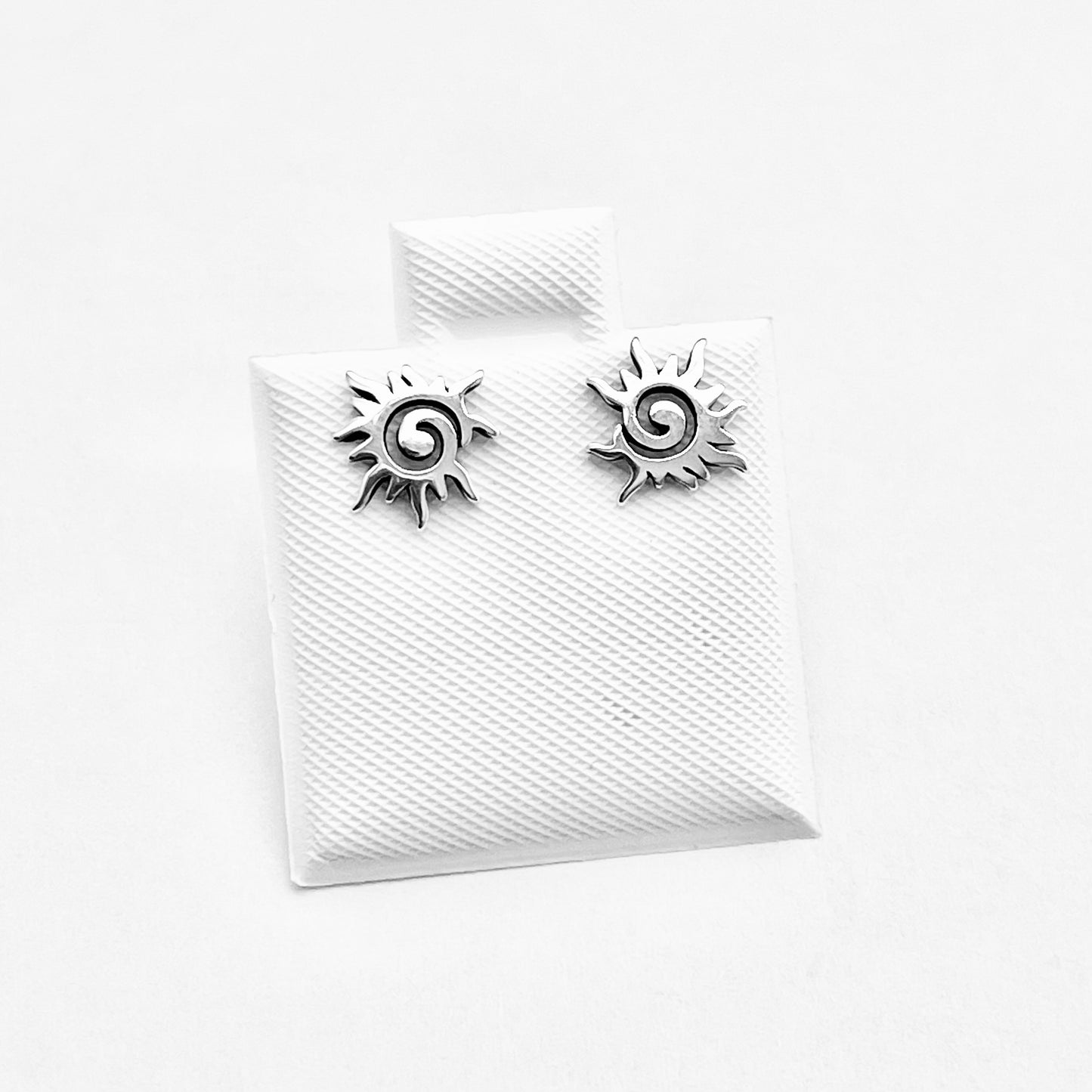 Sterling Silver Small Swirl Sun Earring, Celestial Stud Earrings, Sunshine, Sunny