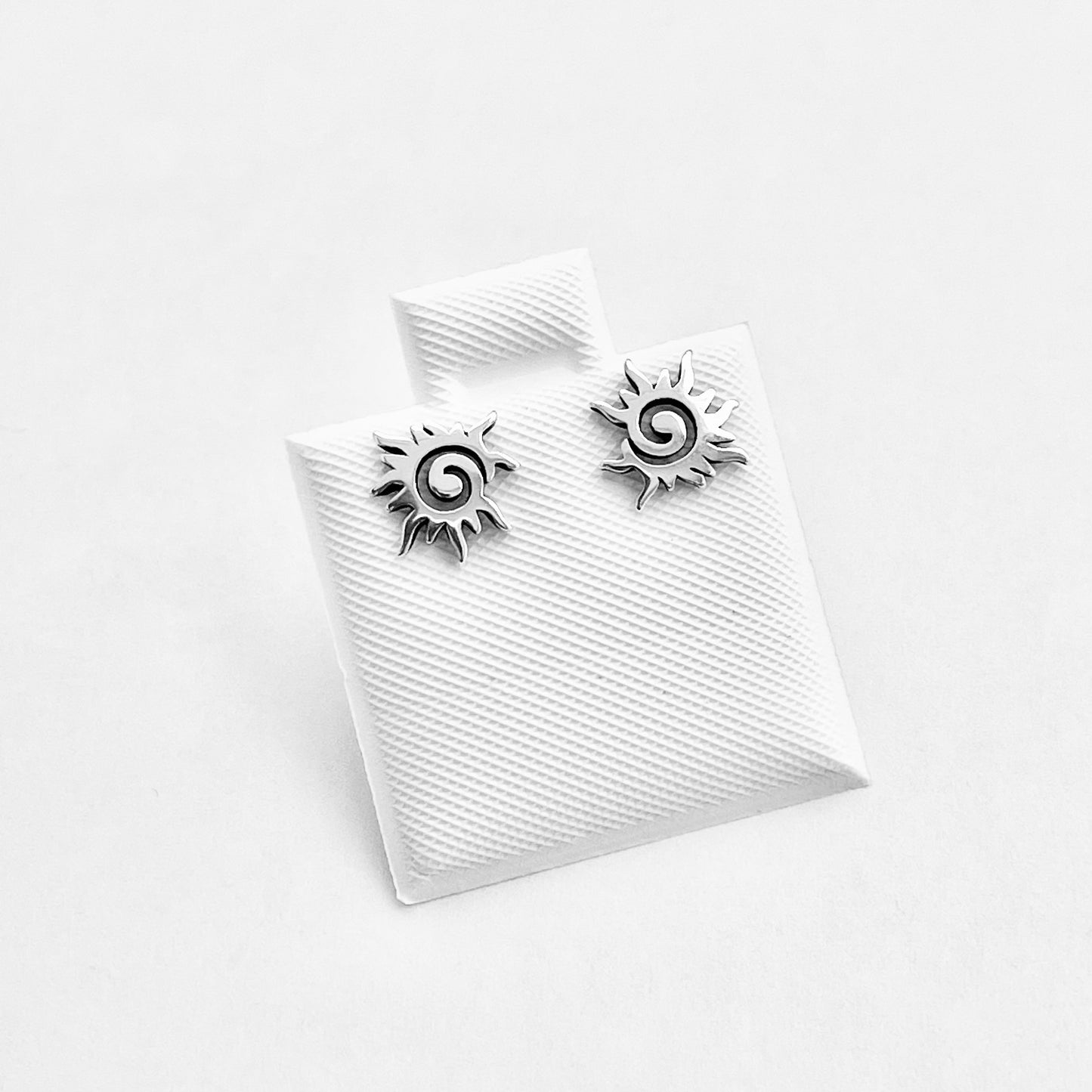 Sterling Silver Small Swirl Sun Earring, Celestial Stud Earrings, Sunshine, Sunny