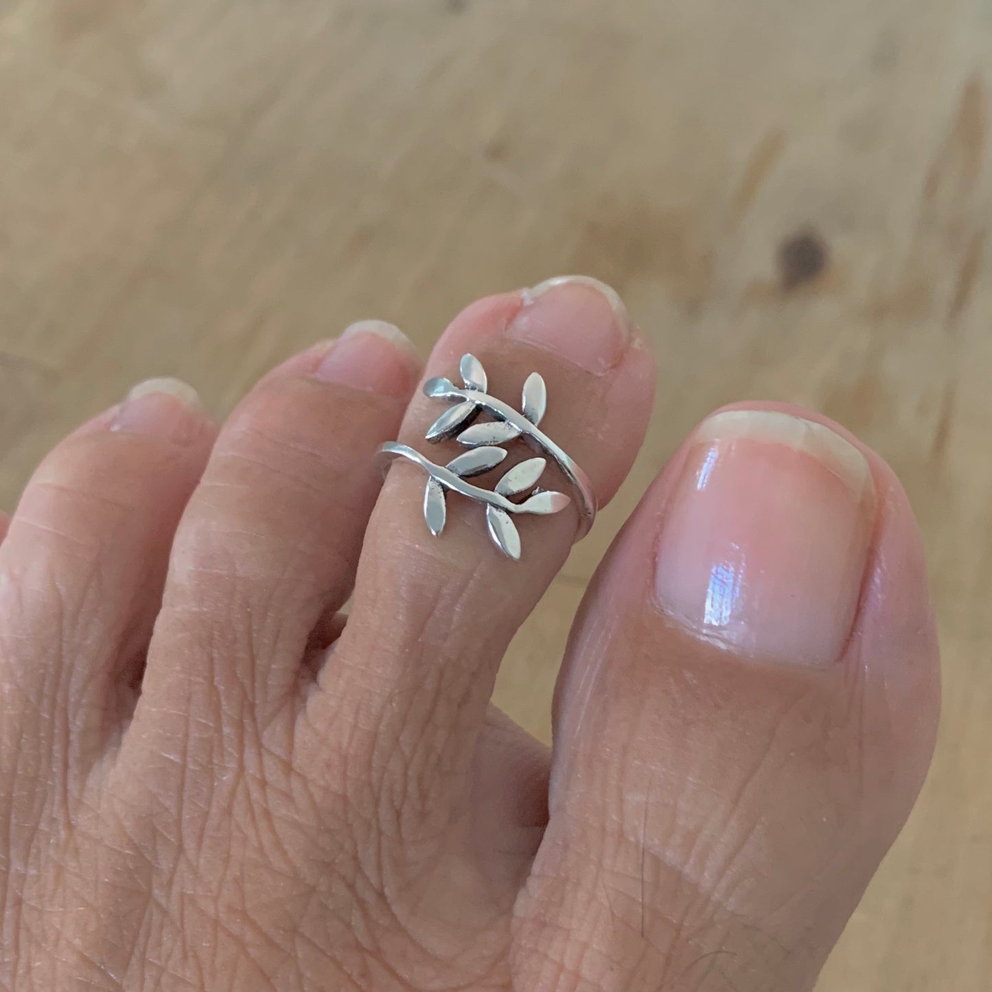 Sterling Silver Wraparound Leaf Toe Ring, Tree of Life Rings, Branch Leaves, Trees