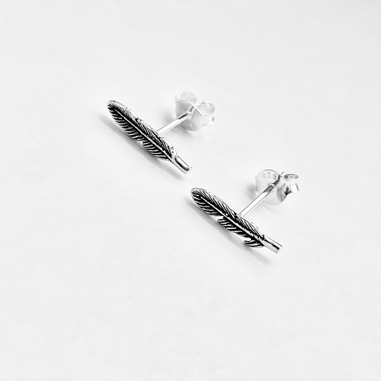 Sterling Silver Small Feather Stud Earring, Silver Earrings, Birds, Angels Wing