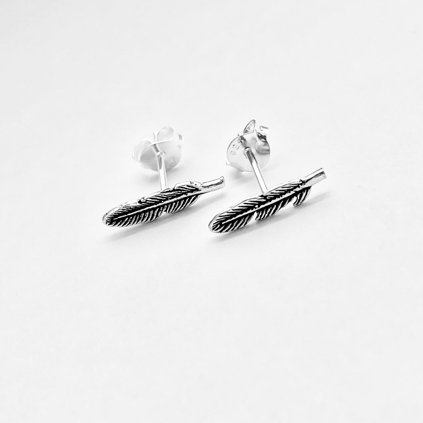 Sterling Silver Small Feather Stud Earring, Silver Earrings, Birds, Angels Wing