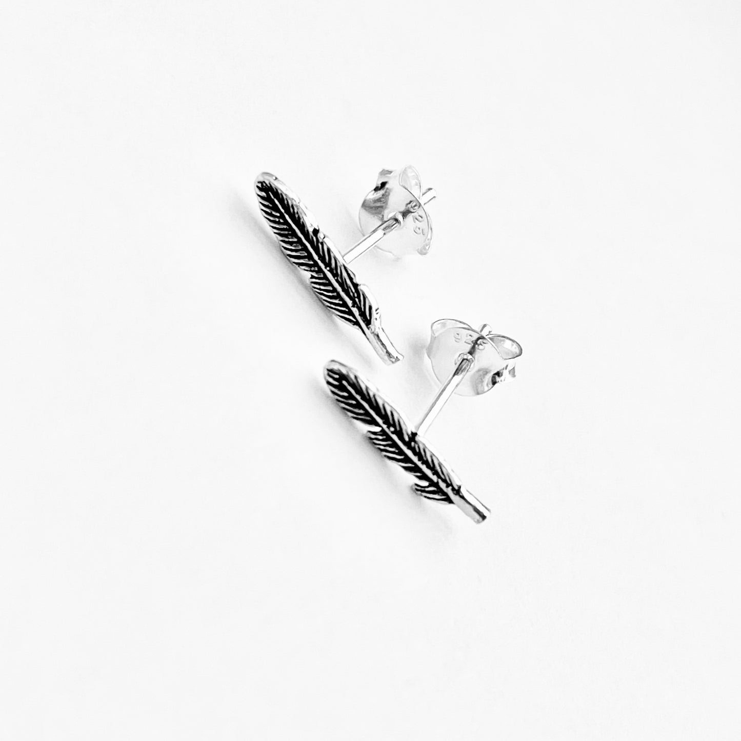 Sterling Silver Small Feather Stud Earring, Silver Earrings, Birds, Angels Wing
