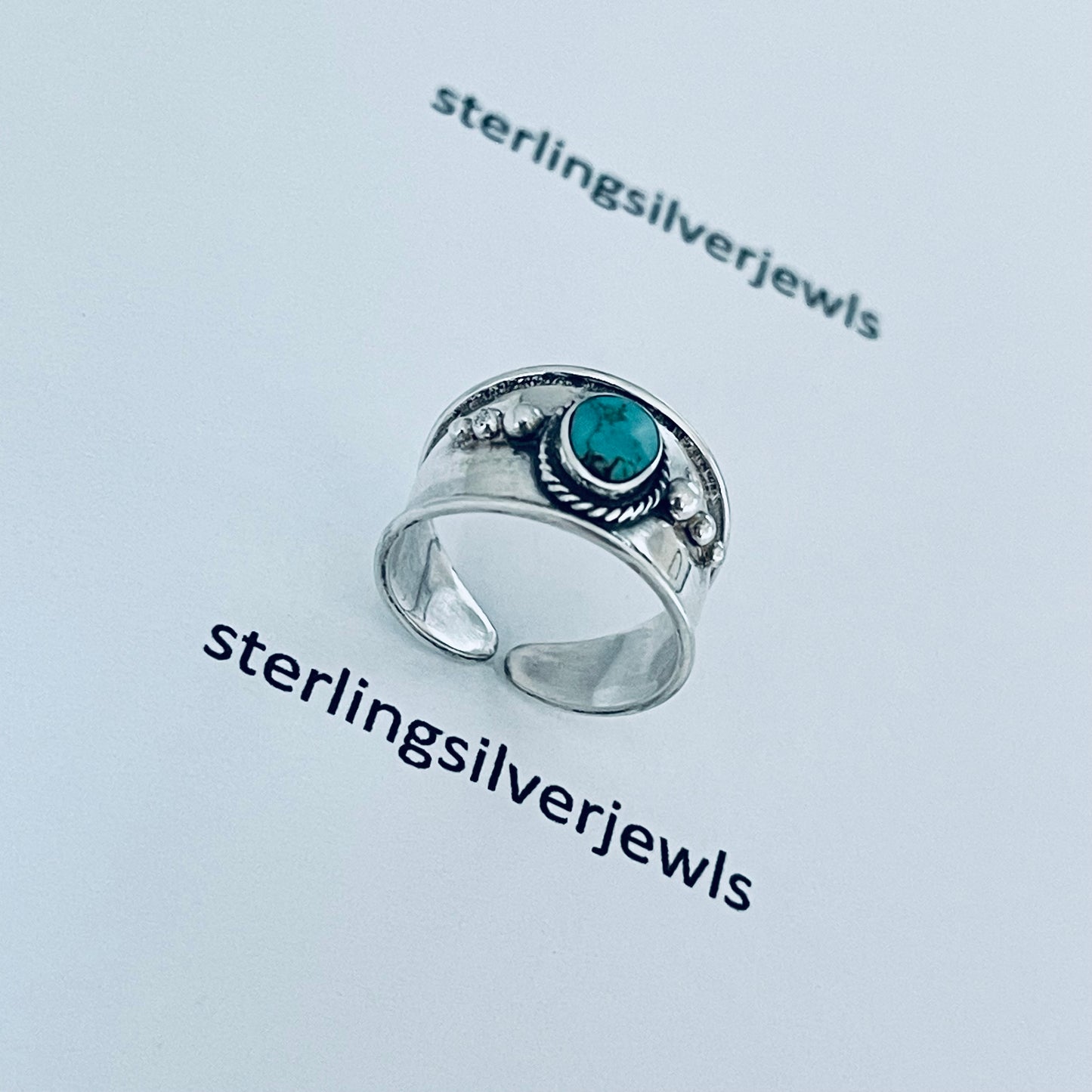 Sterling Silver Genuine Turquoise Bali Style Toe Ring, Silver Rings, Stone Ring