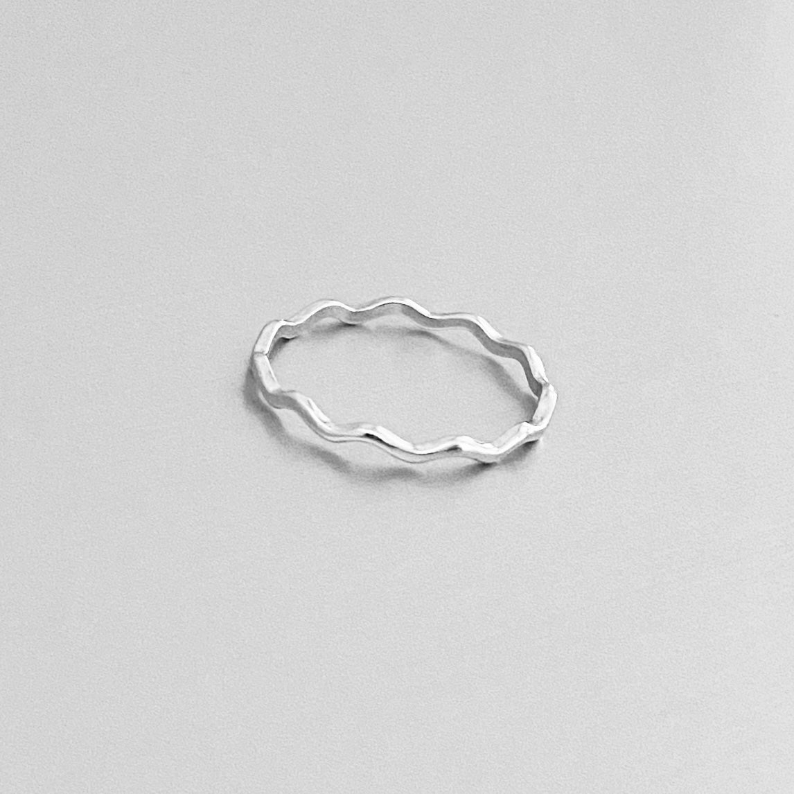Sterling Silver Minimalist Eternity Tiny Wave Band, Stackable Wedding Ring, Ocean Jewelry